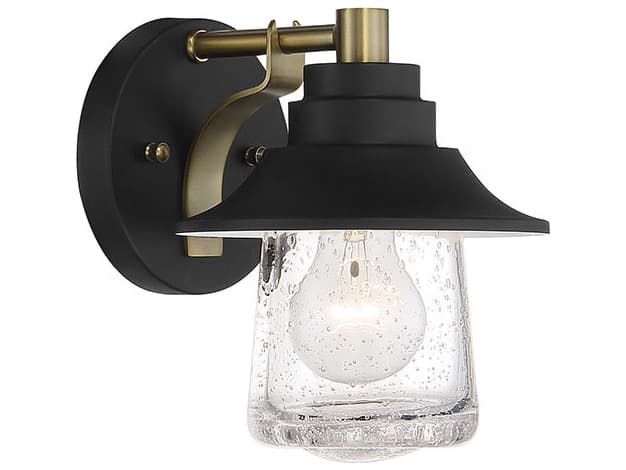 Minka Lavery Westfield Manor 1-Light Sand Coal Soft Brass Black Glass LED Wall Sconce