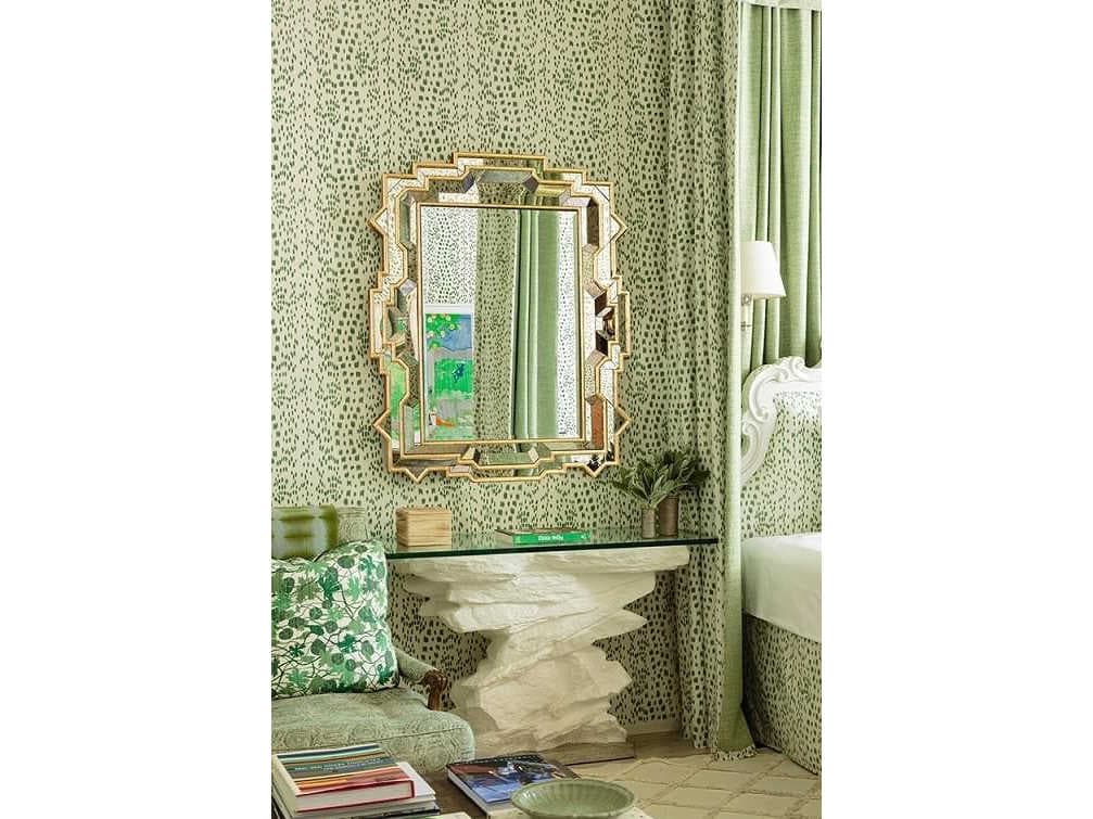 Mirror Home Michael S. Smith Gilded Gold Leaf Antiqued Wall Mirror