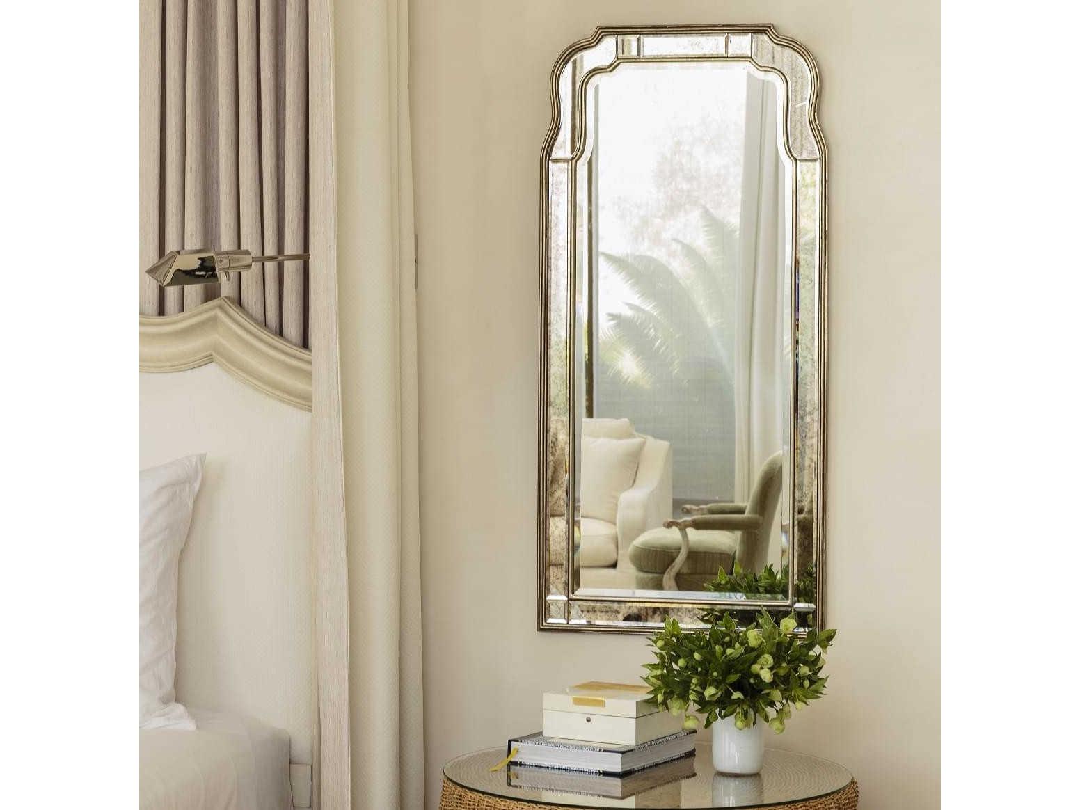 Mirror Home Michael S. Smith Antiqued Brass Silver Leaf Queen Anne Wall Mirror