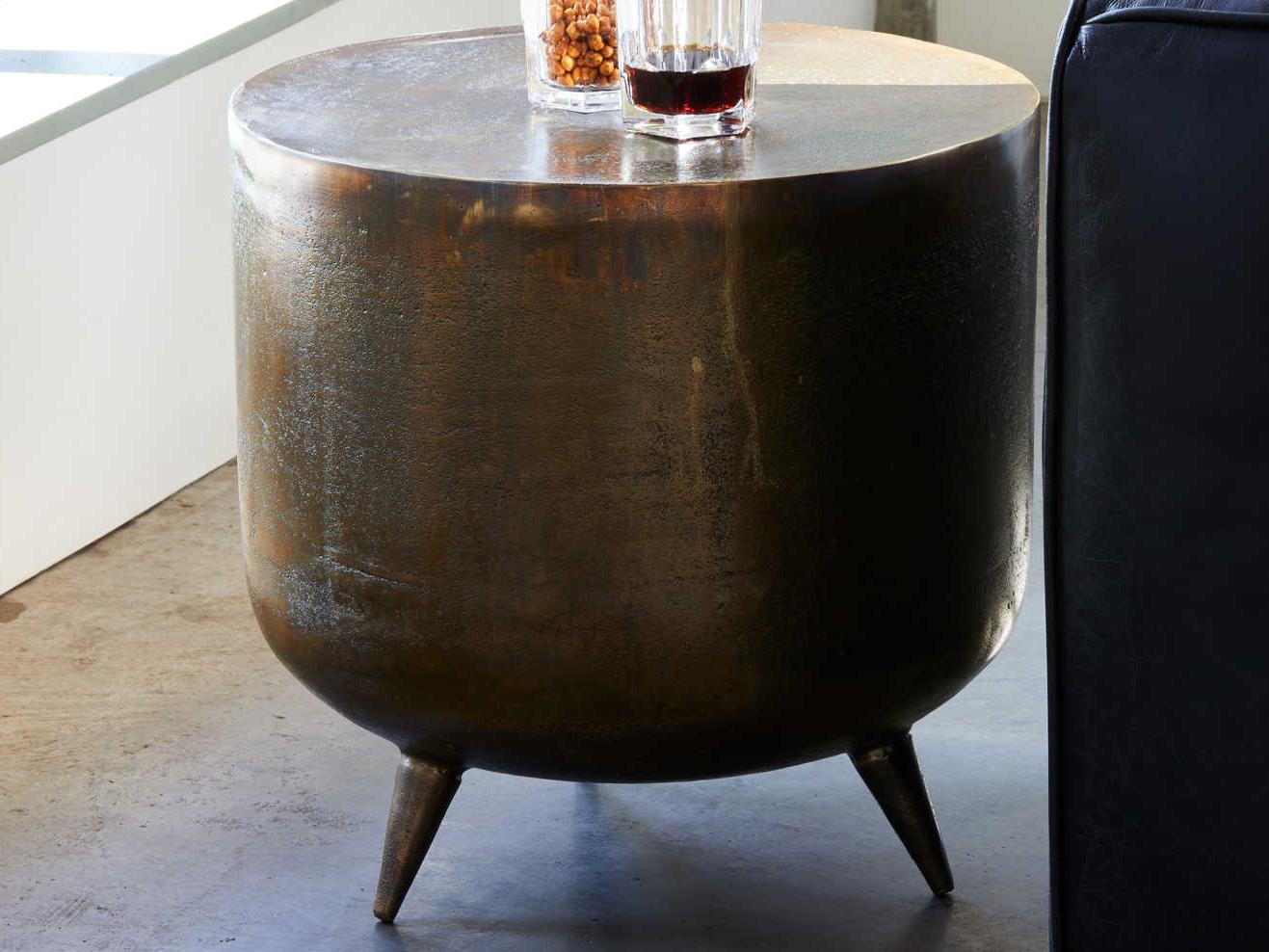 Moe's Home Round Metal Brass End Table