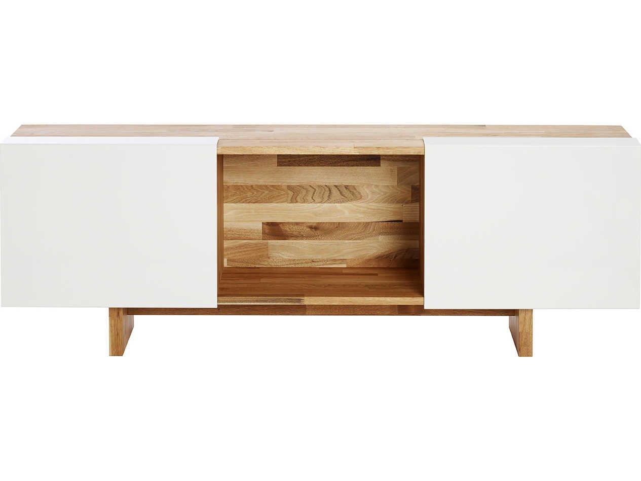 Mash Studios Rectangular Wood Natural Linseed Oil White Powder Coat Console Table
