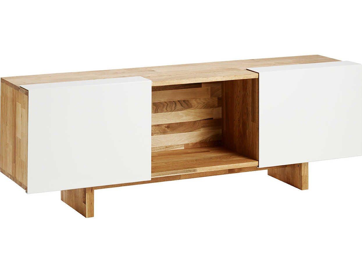 Mash Studios Rectangular Wood Natural Linseed Oil White Powder Coat Console Table