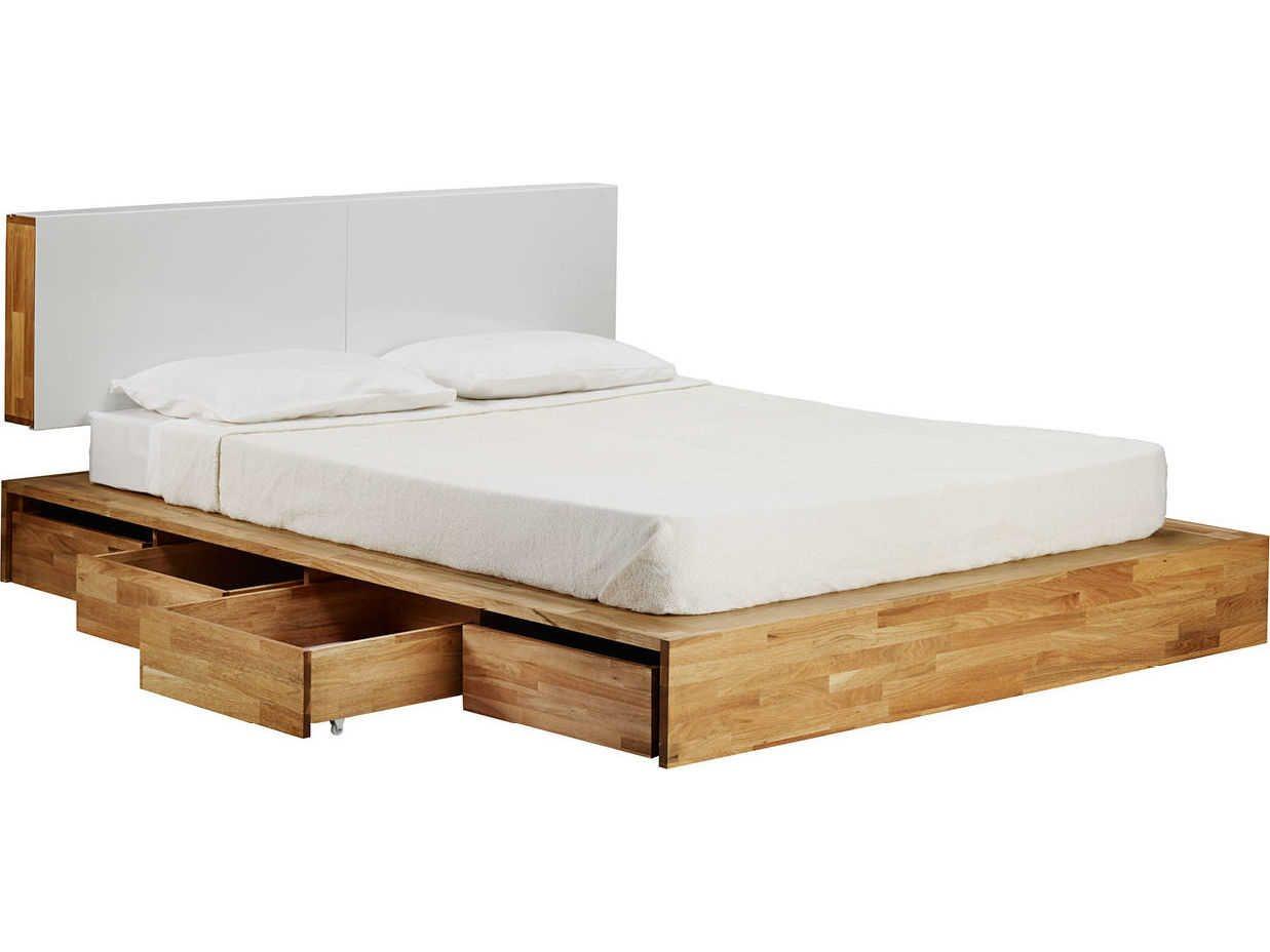 Mash Studios Natural Linseed Oil Brown Walnut Wood Queen Platform Bed