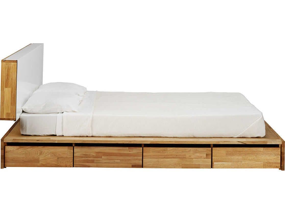 Mash Studios Natural Linseed Oil Brown Walnut Wood Queen Platform Bed