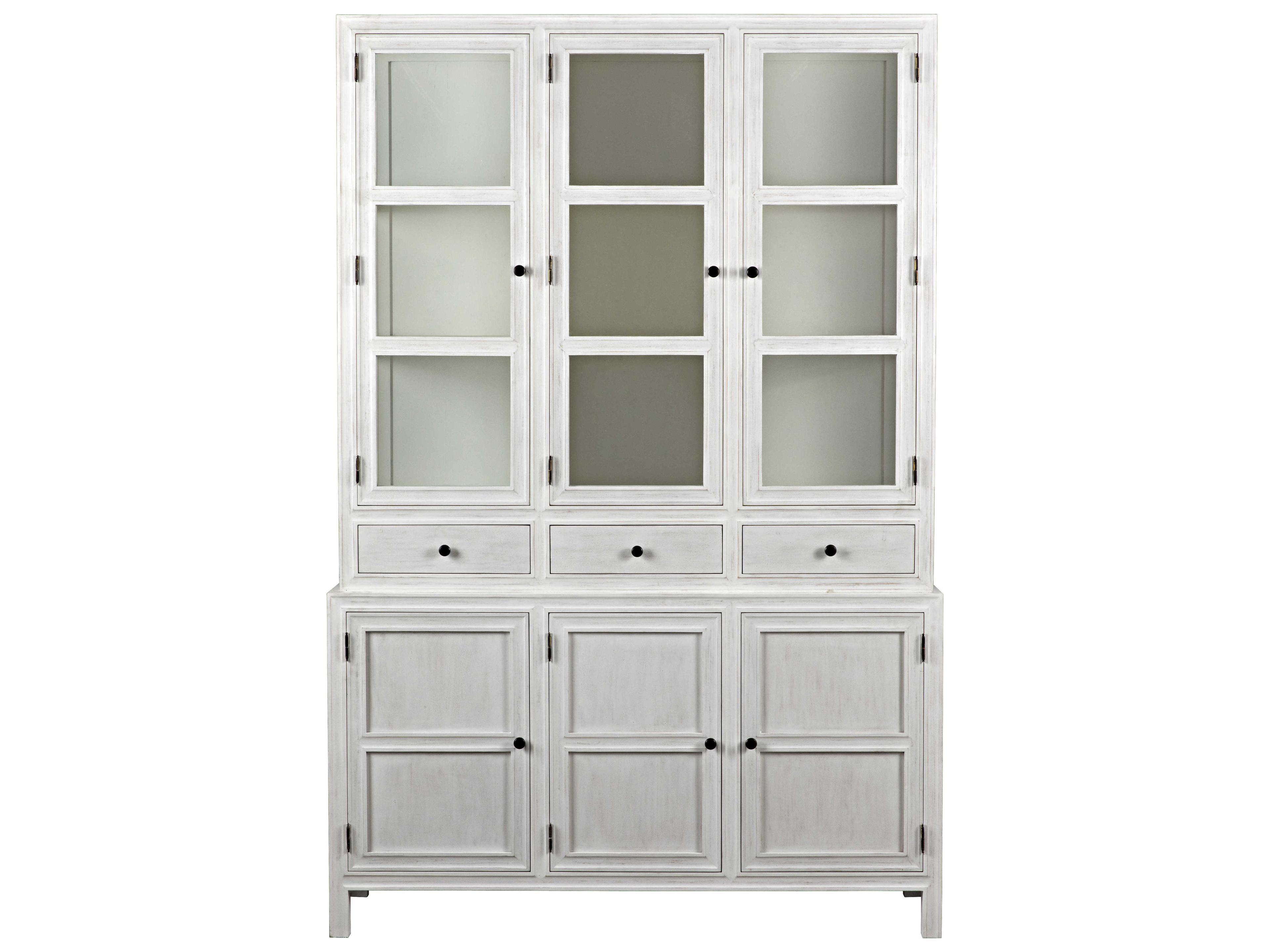 Noir Mahogany Wood White Wash Display Cabinet