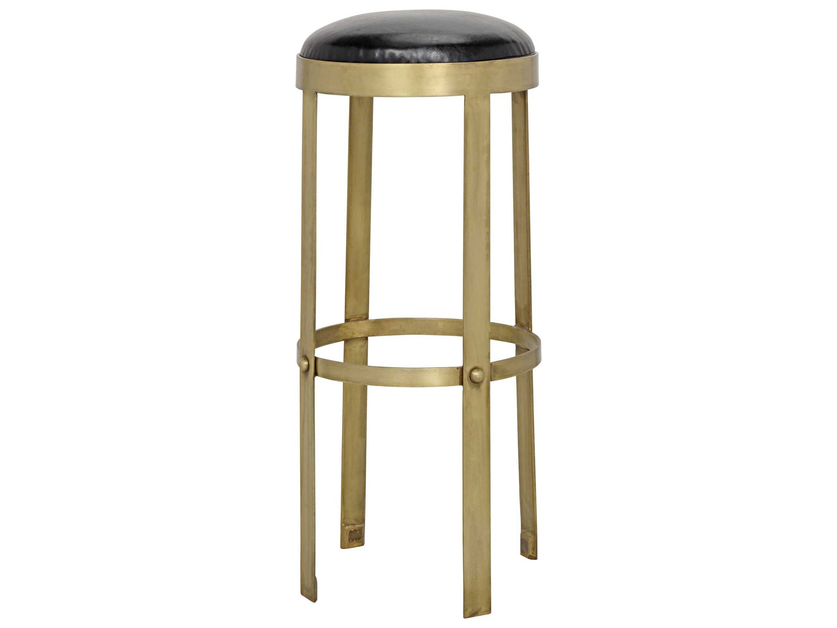 Noir Leather Gold Bar Stool