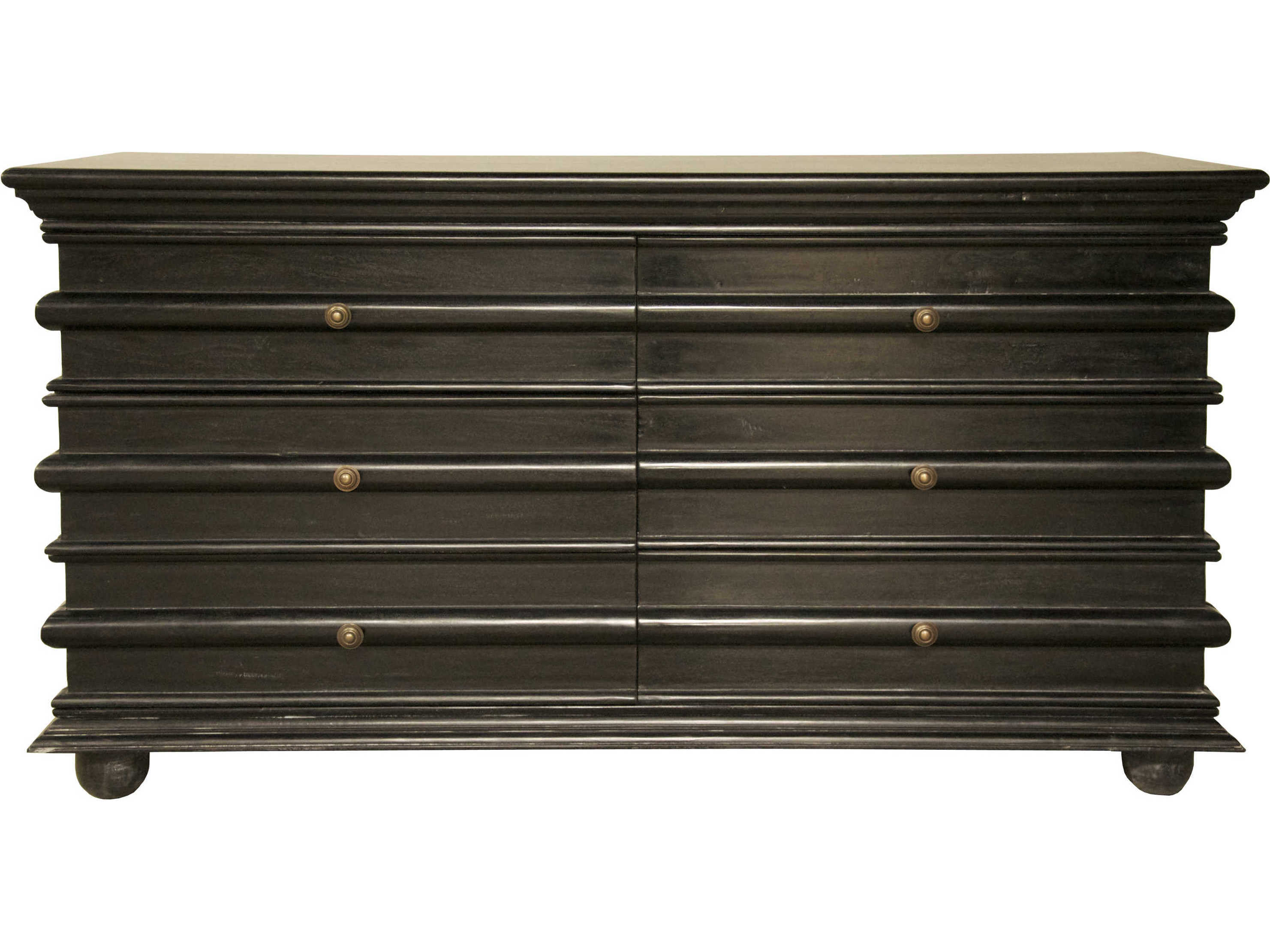 Noir Bedroom Storage Ascona 6-Drawers Mahogany Wood Double Dresser