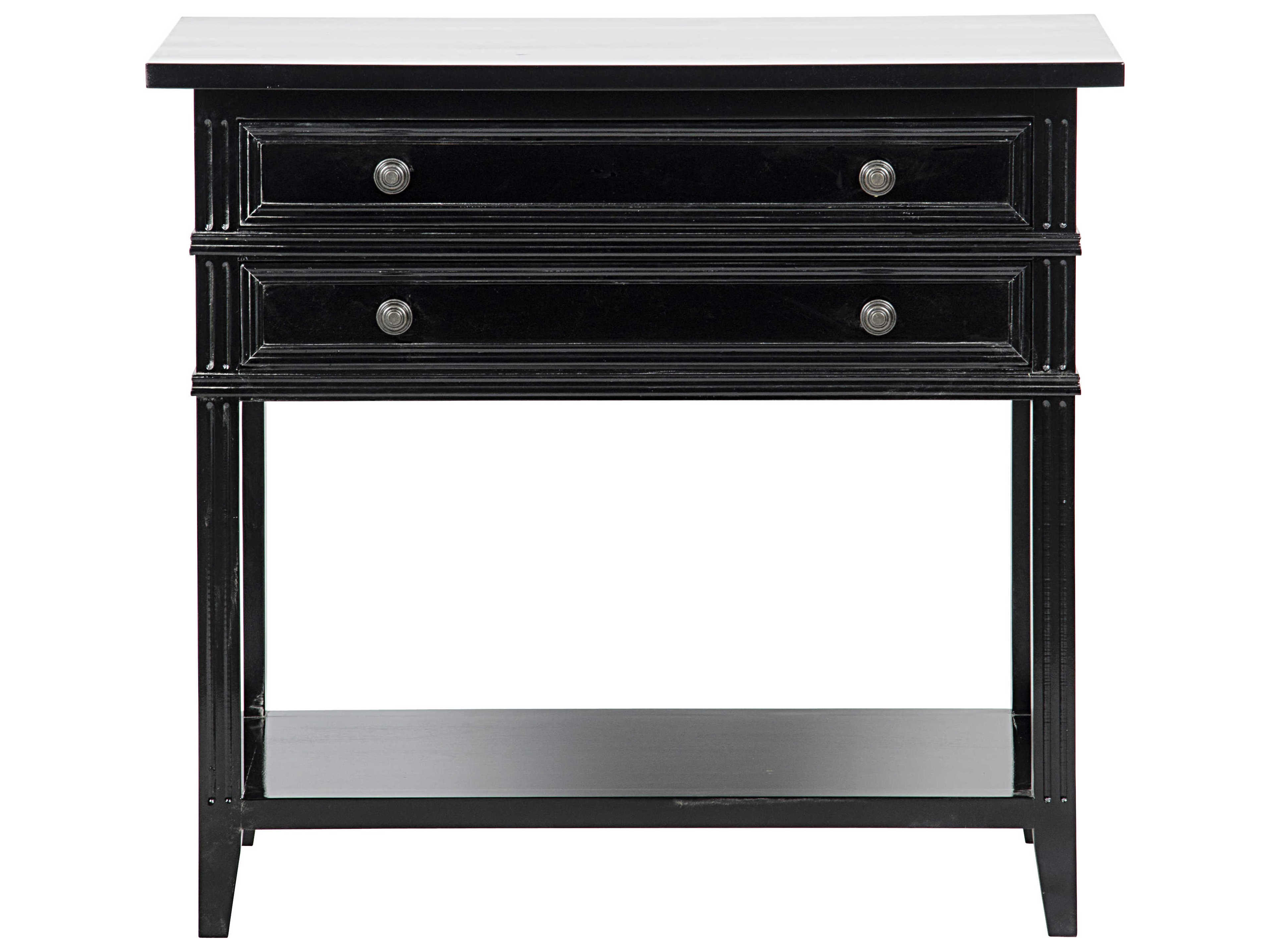 Noir Bedroom Storage 2-Drawers Birch Wood Nightstand