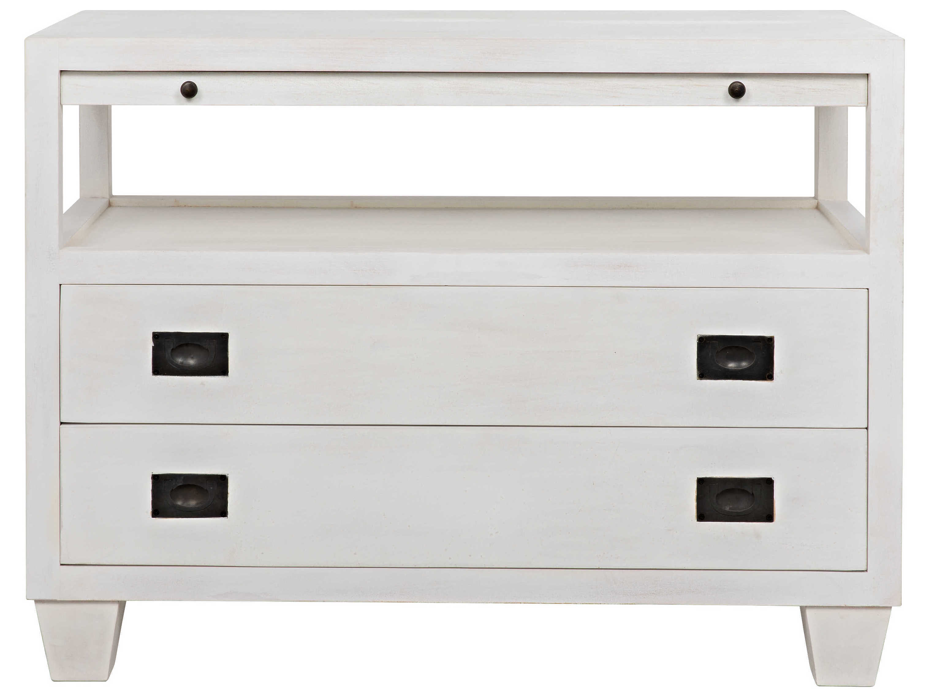 Noir Bedroom Storage 2-Drawers Mahogany Wood Nightstand