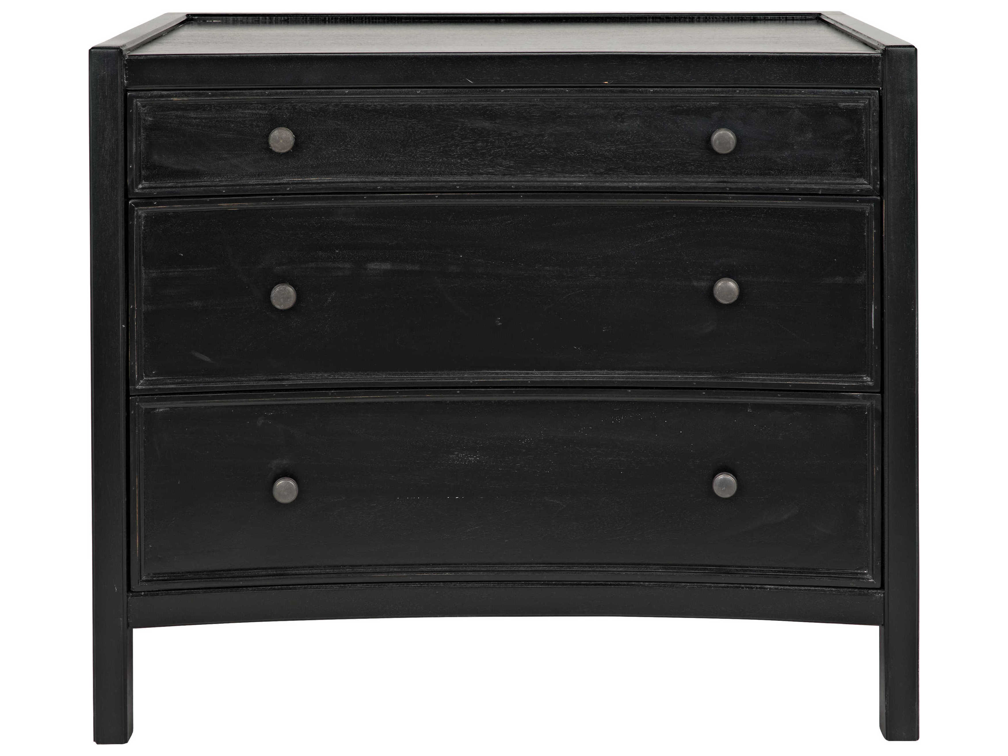 Noir Hampton 3-Drawers Mahogany Wood Nightstand