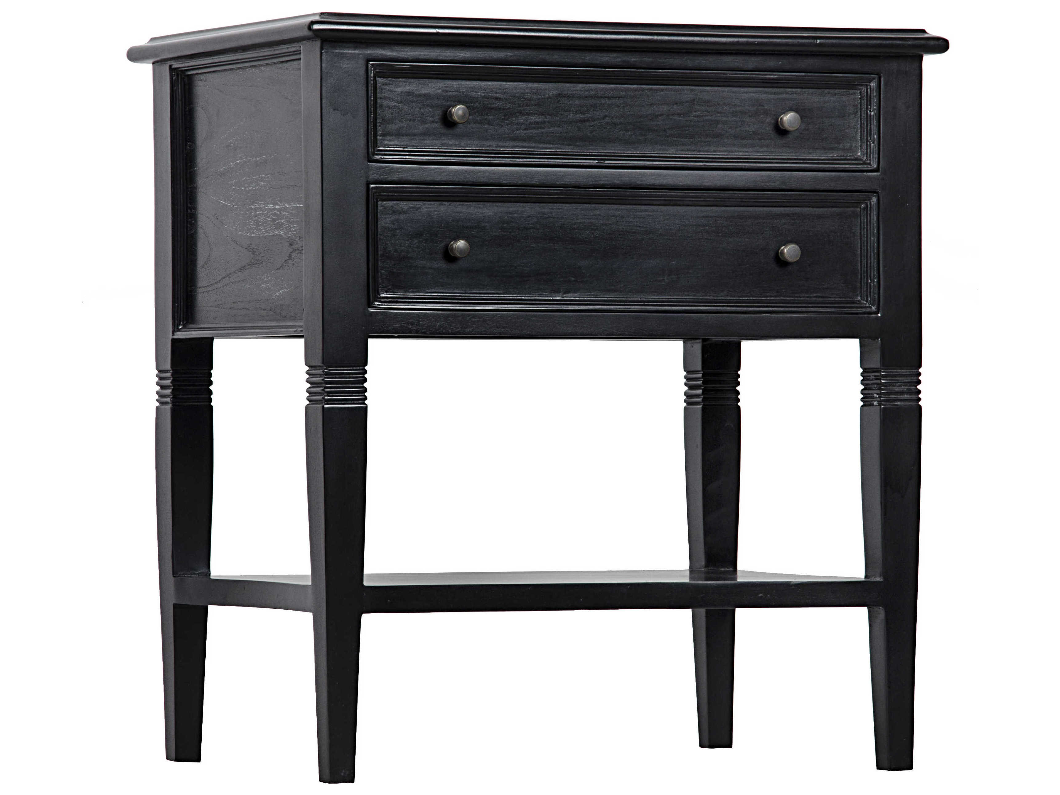 Noir Oxford 2-Drawers Mahogany Wood Nightstand