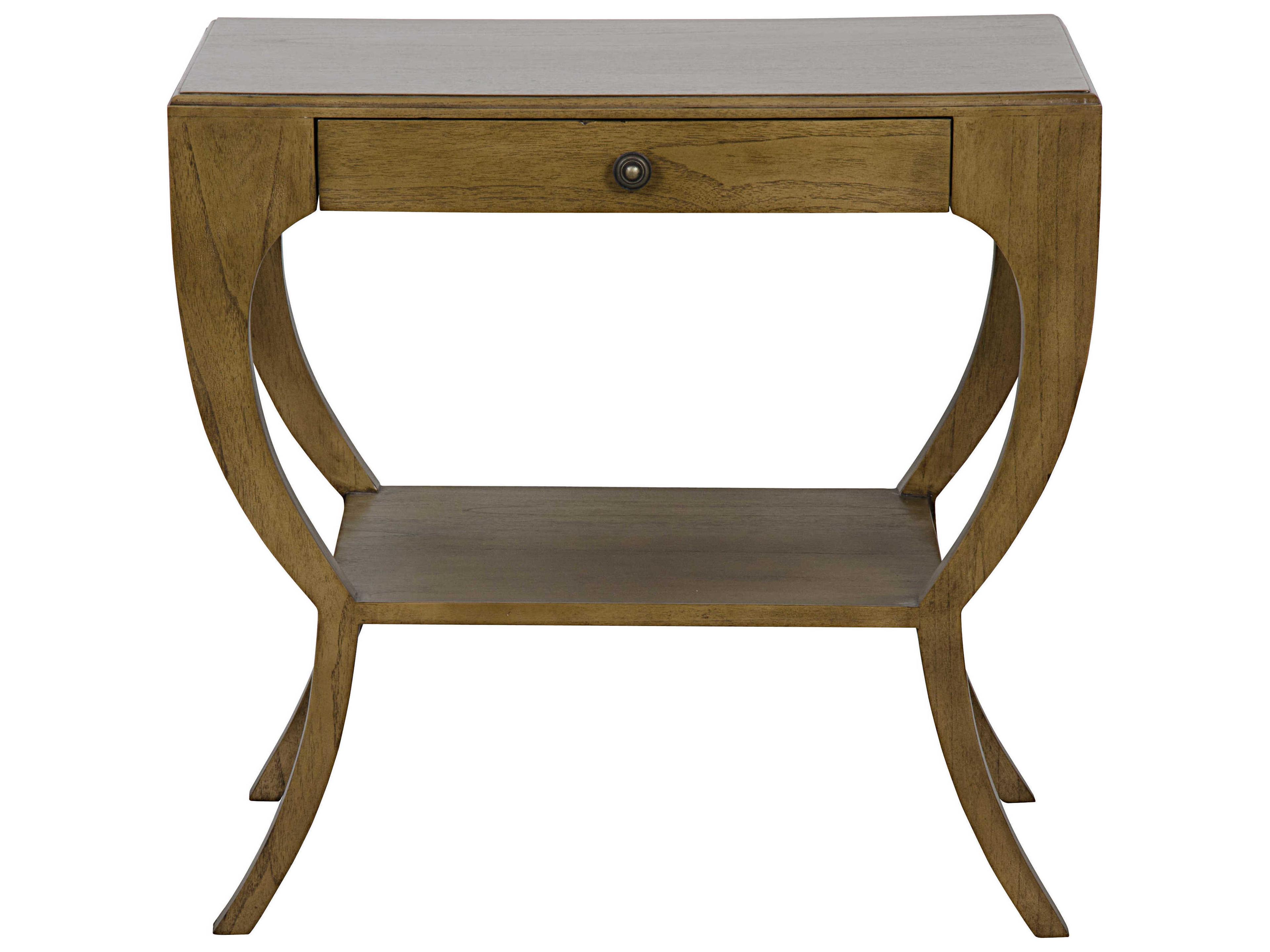 Noir Bedroom Storage 1-Drawer Mahogany Wood Nightstand