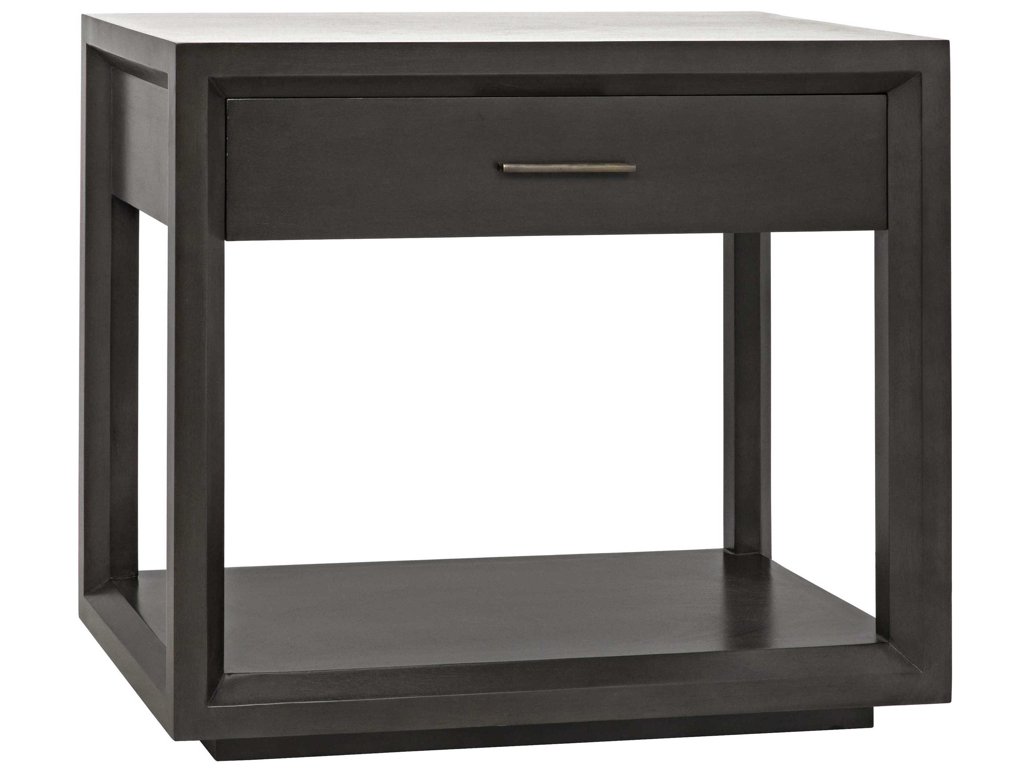 Noir Bedroom Storage 1-Drawer Brown Mahogany Wood Nightstand