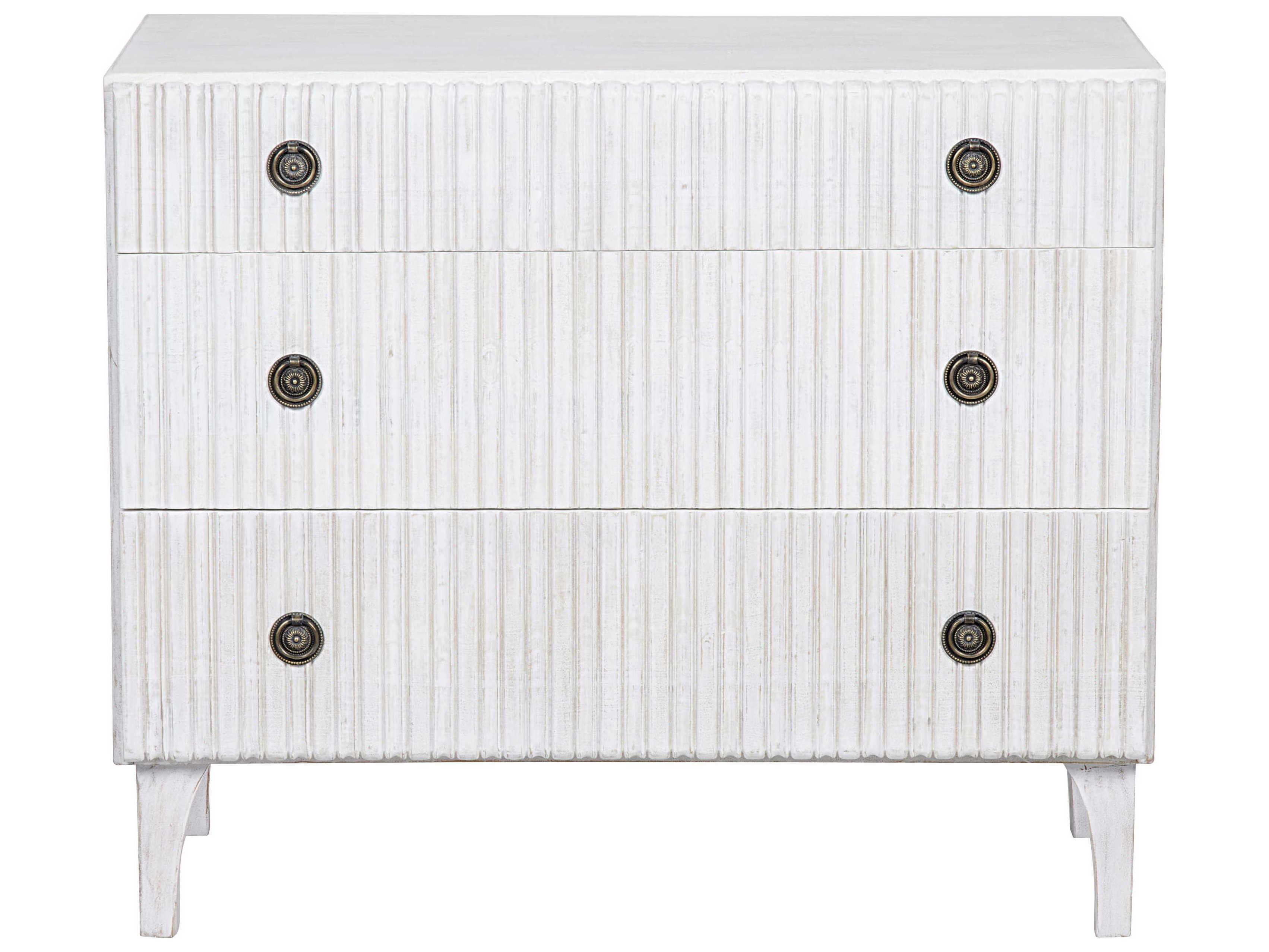 Noir Bedroom Storage Daryl 3-Drawers Mahogany Wood Dresser