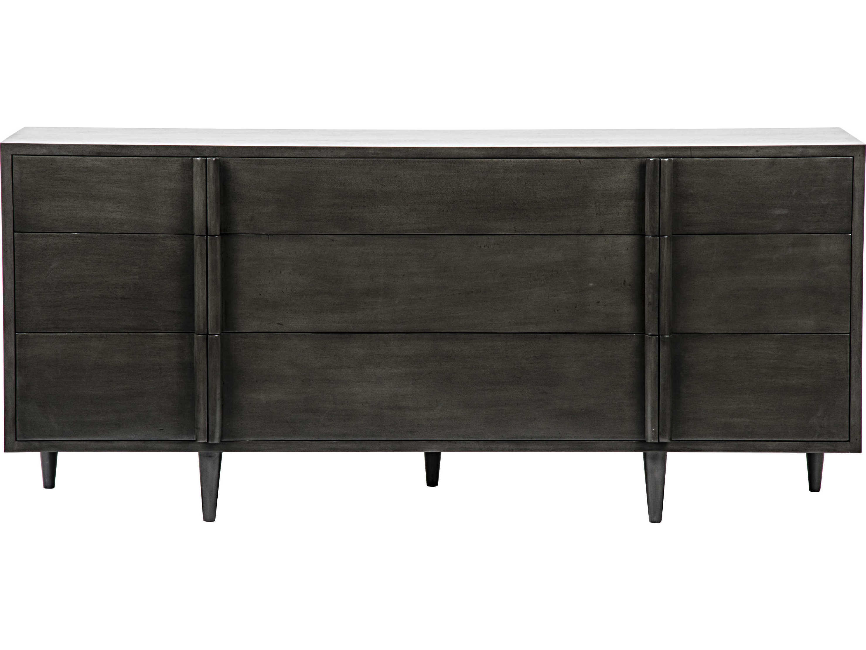 Noir Bedroom Storage Morten 9-Drawers Gray Mahogany Wood Dresser