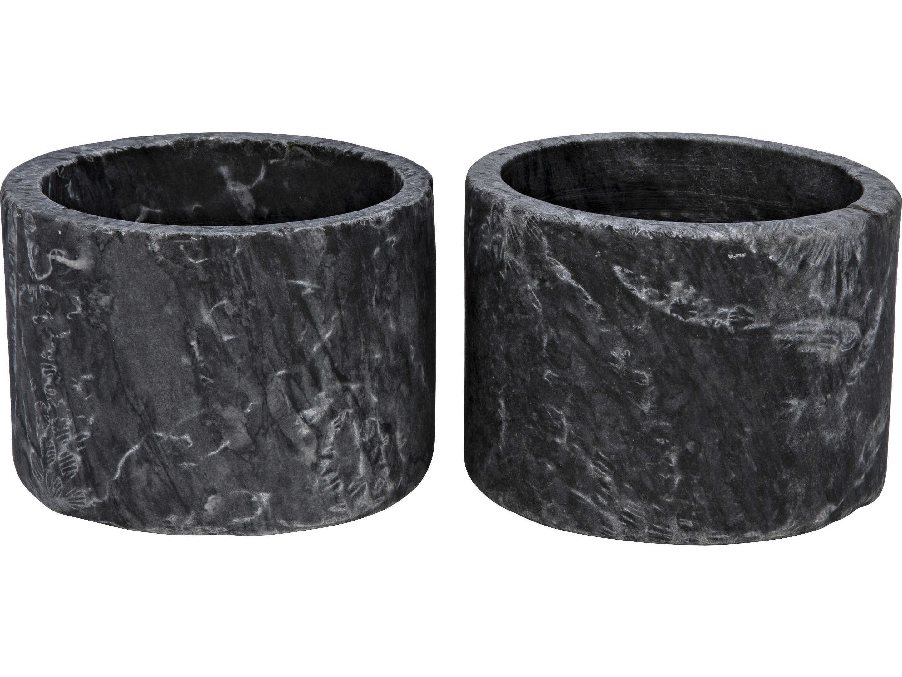 Noir Syma Decorative Candle Holder Set of 2 Black Marble
