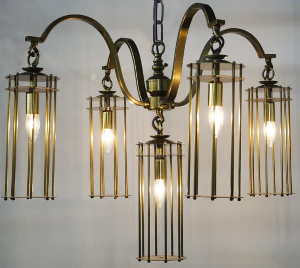 Noir Chandler 5-Light Antique Brass Cylinder Chandelier