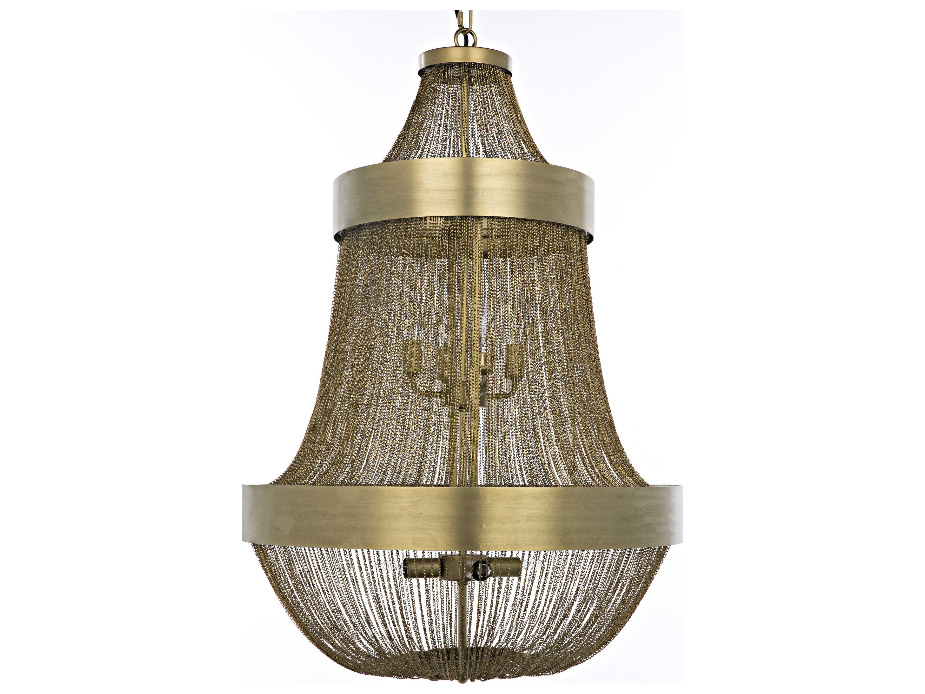 Noir 8-Light Antique Brass Empire Tiered Chandelier