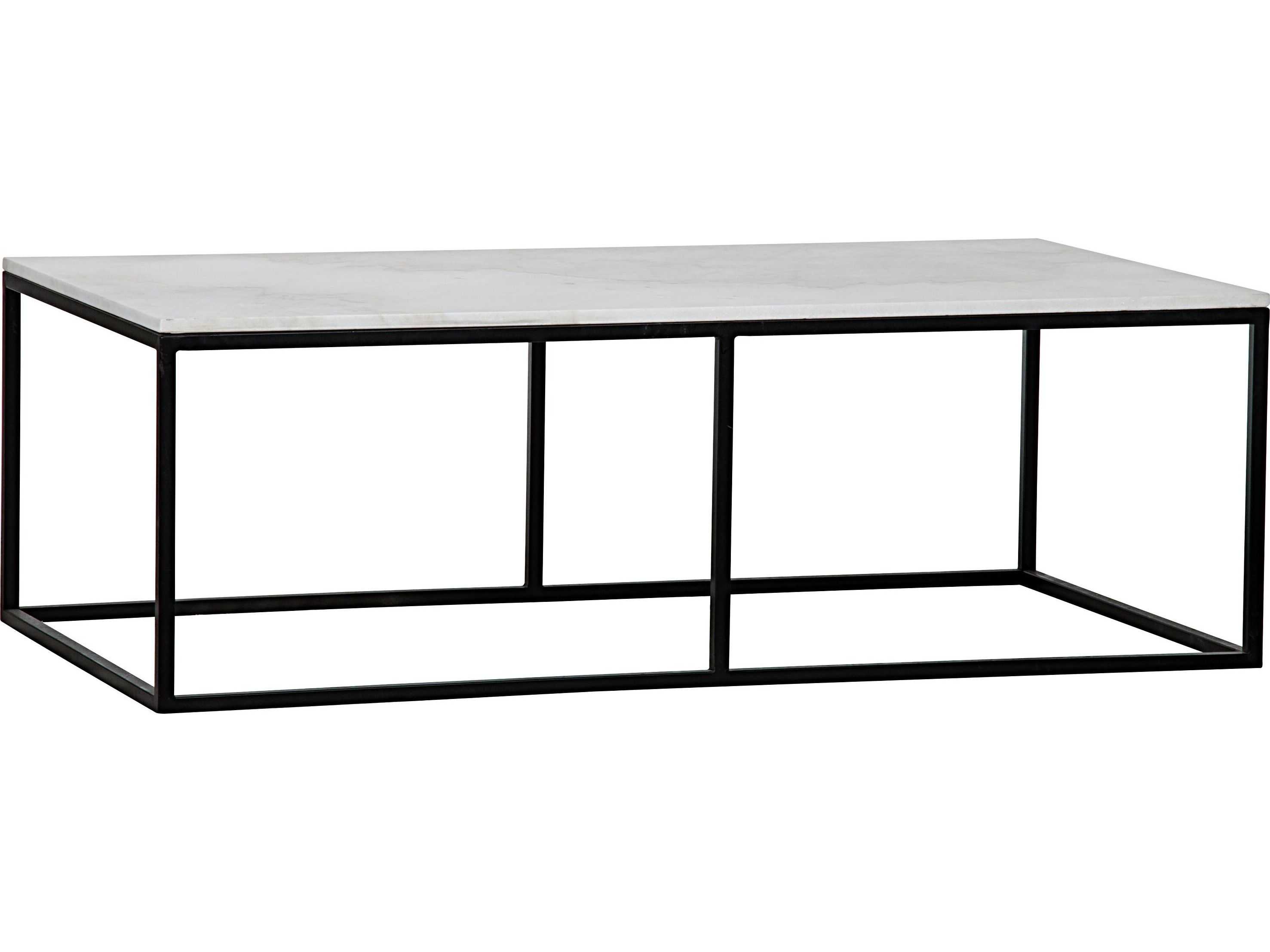 Noir Rectangular Stone Matte Black Coffee Table