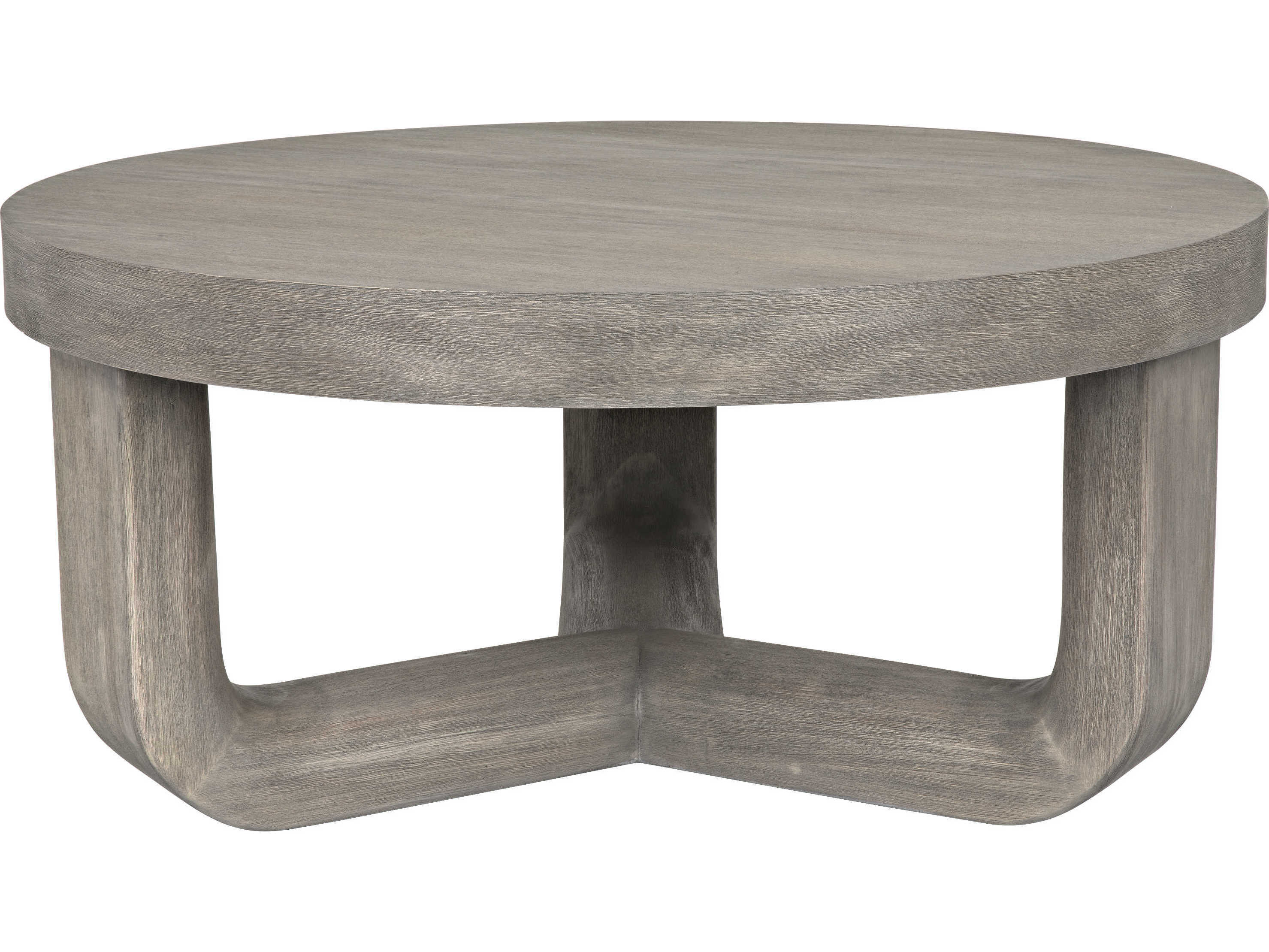 Noir Round Wood Distressed Grey Coffee Table