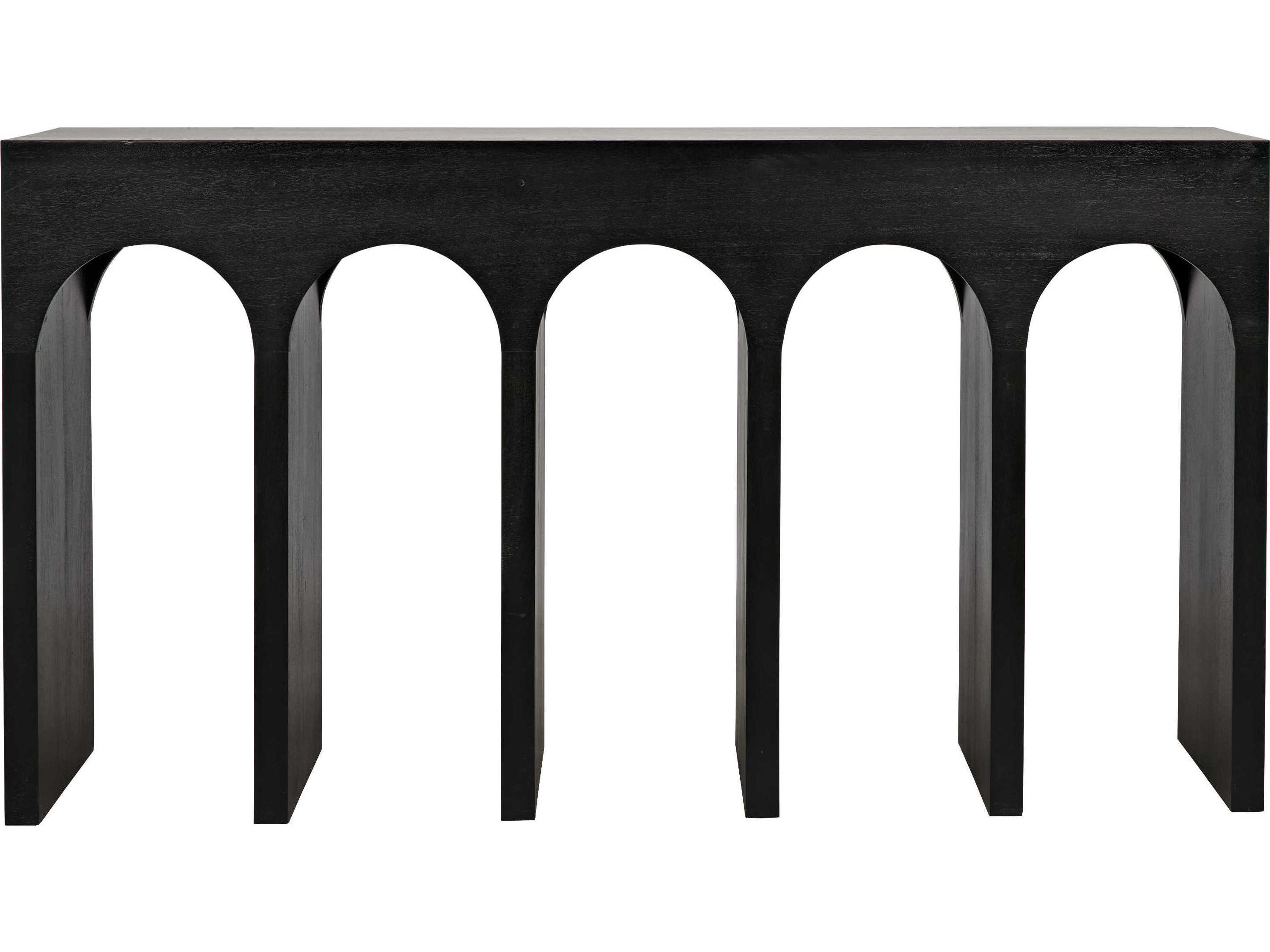 Noir Rectangular Wood Hand Rubbed Black Console Table