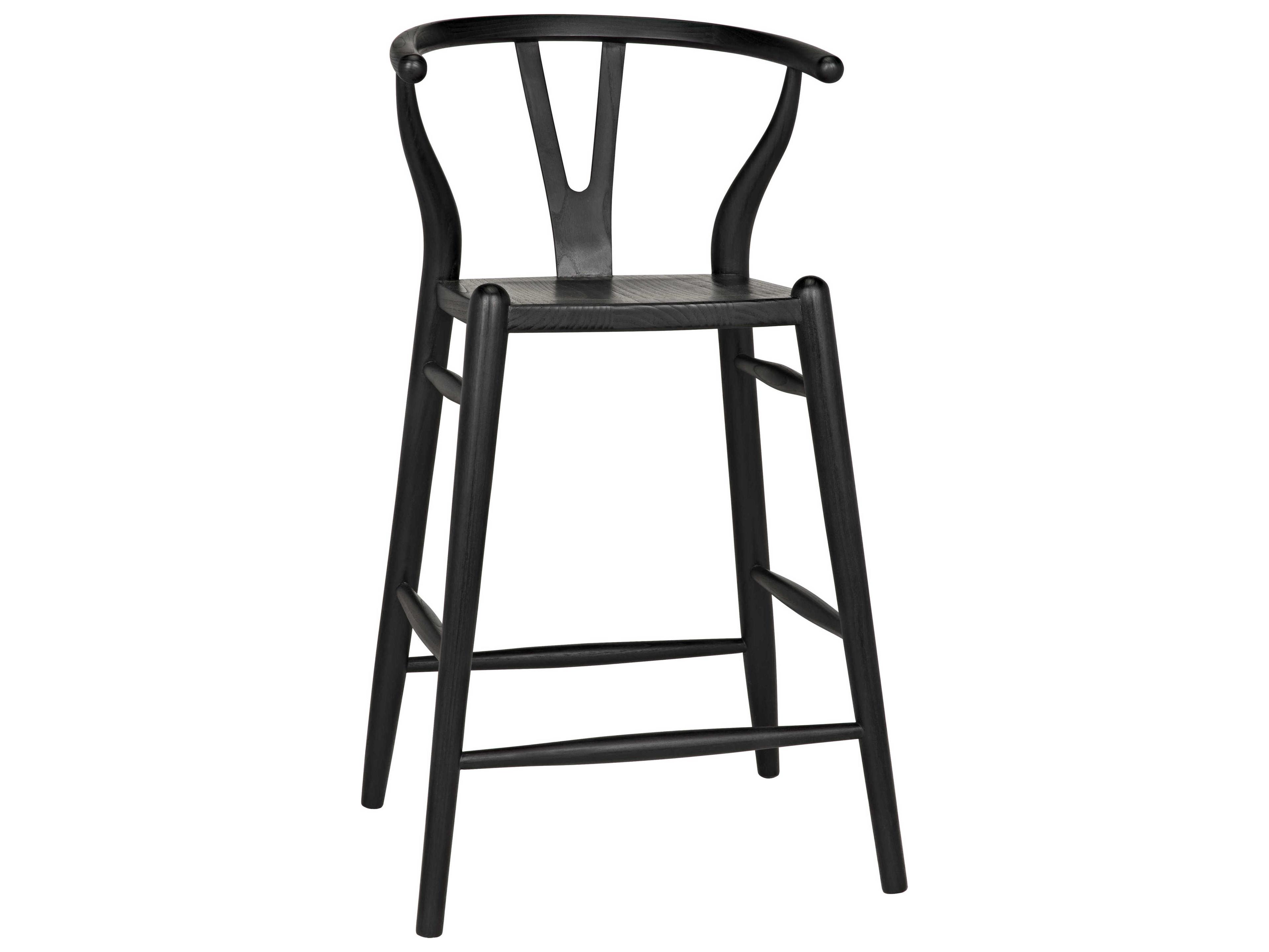 Noir Zola Sungkai Wood Charcoal Black Counter Stool