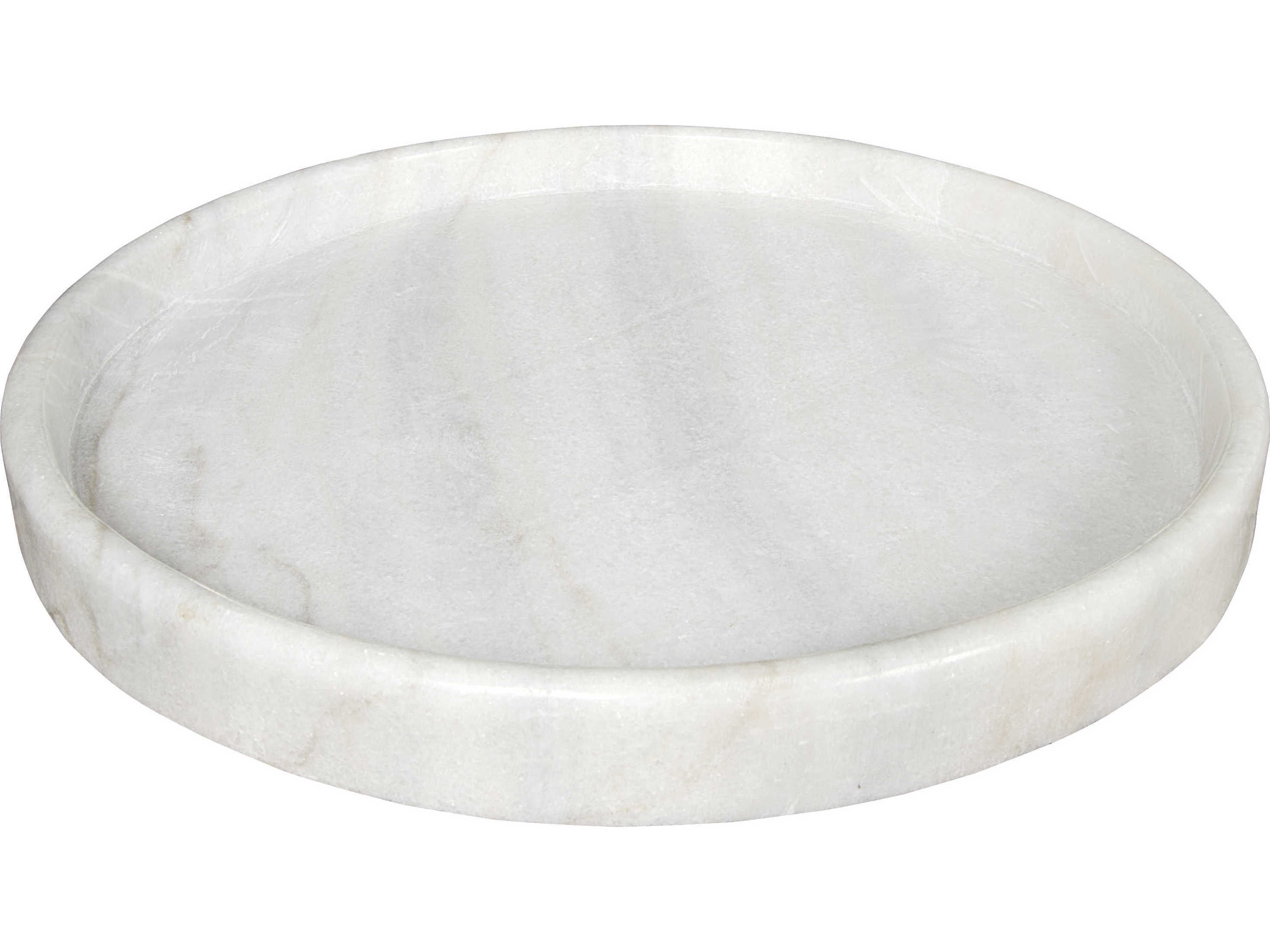 Noir White Stone 20" Round Serving Tray