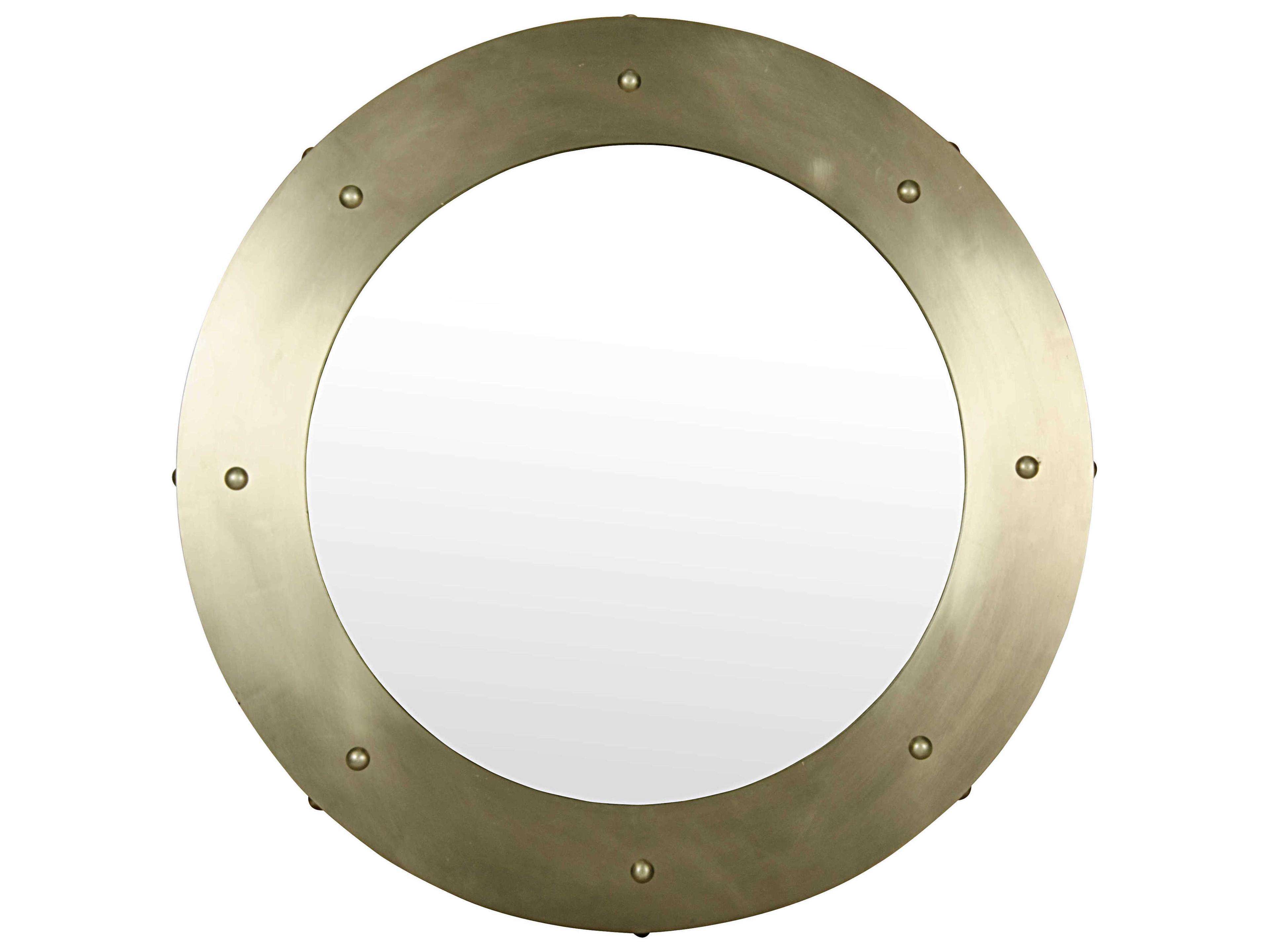 Noir Clay Antique Brass Round Wall Mirror