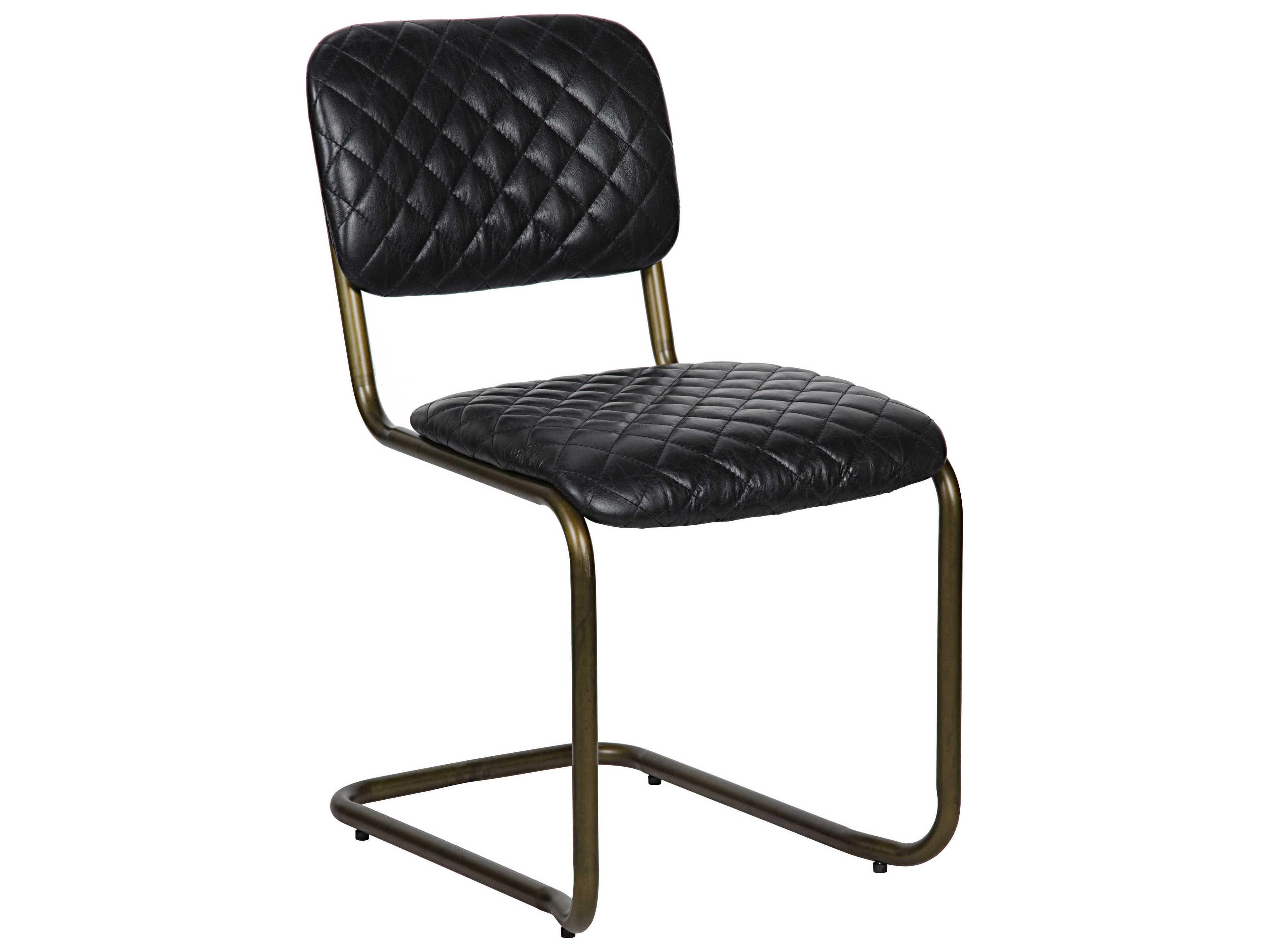 Noir Black Leather Side Dining Chair