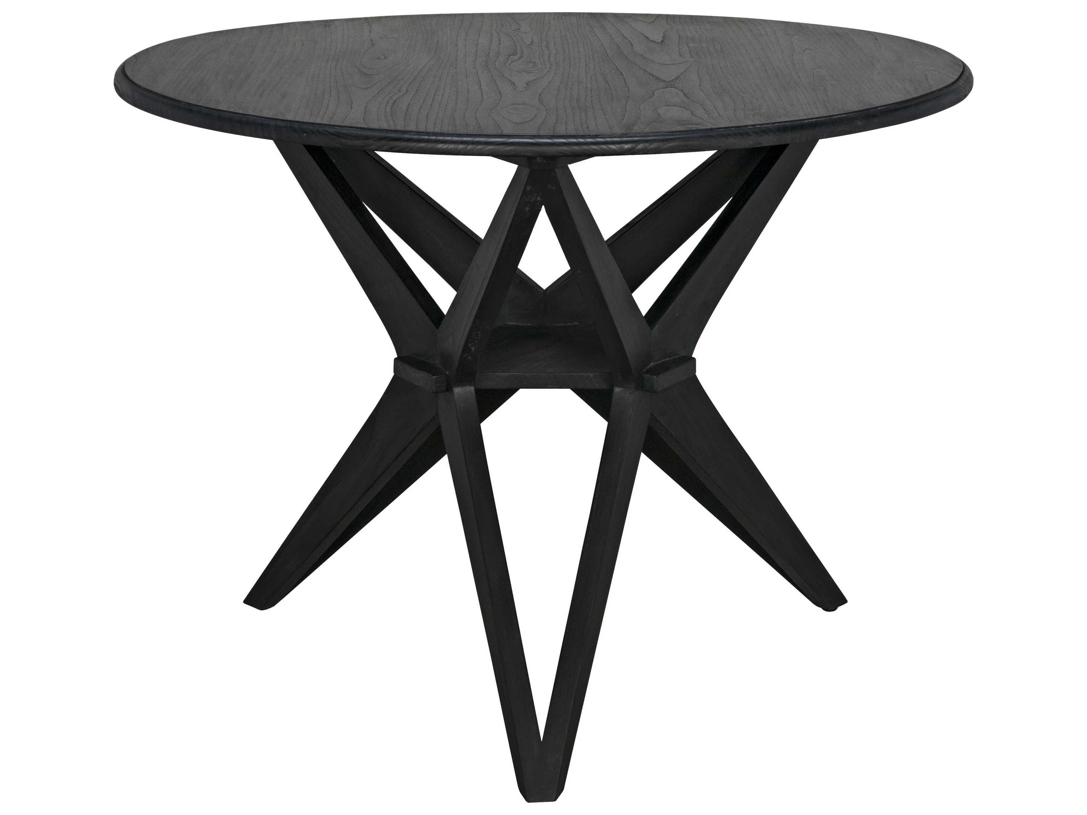 Noir Round Wood Charcoal Black Dining Table