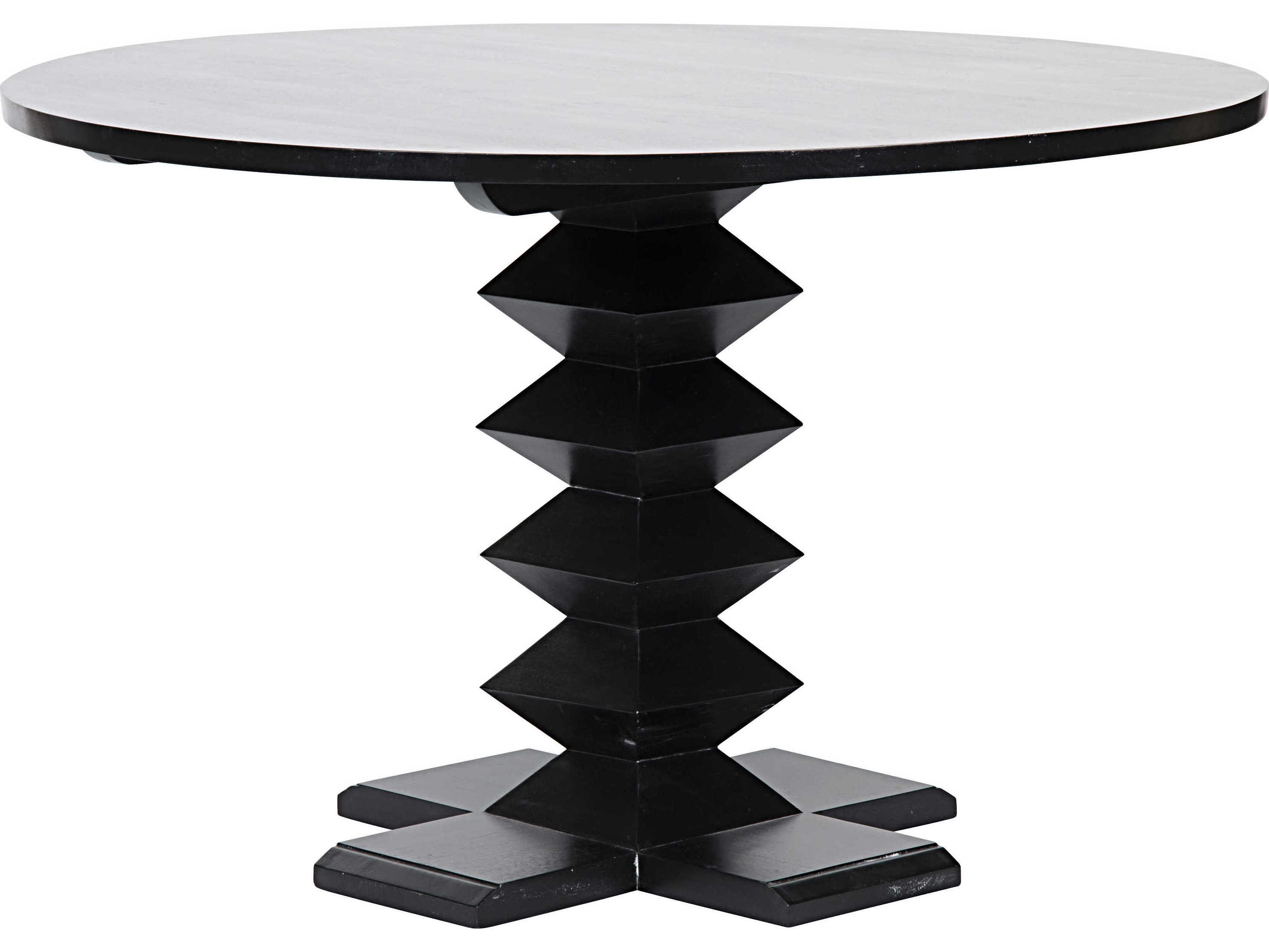 Noir Round Wood Hand Rubbed Black Dining Table