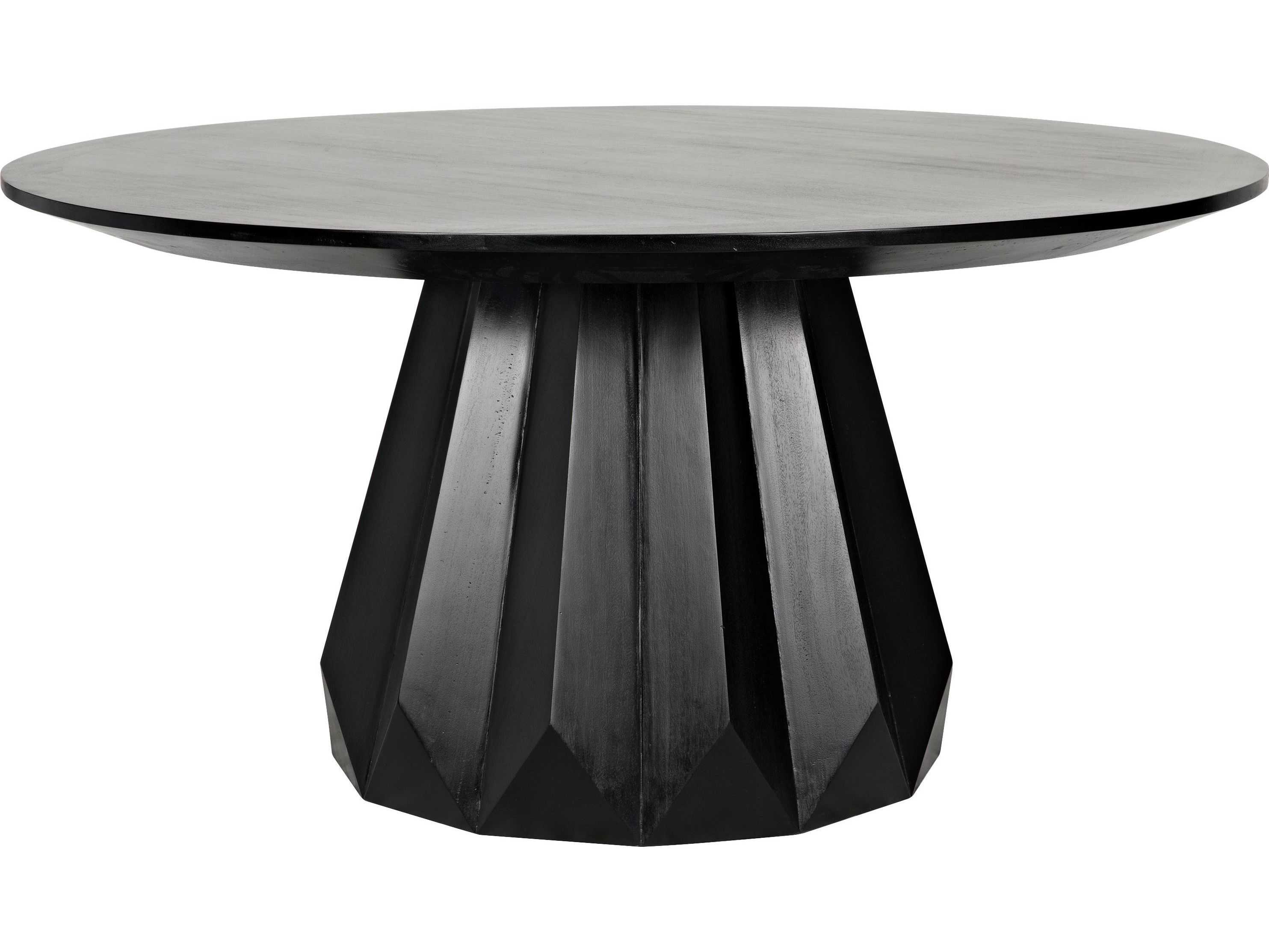 Noir Round Wood Hand Rubbed Black Dining Table