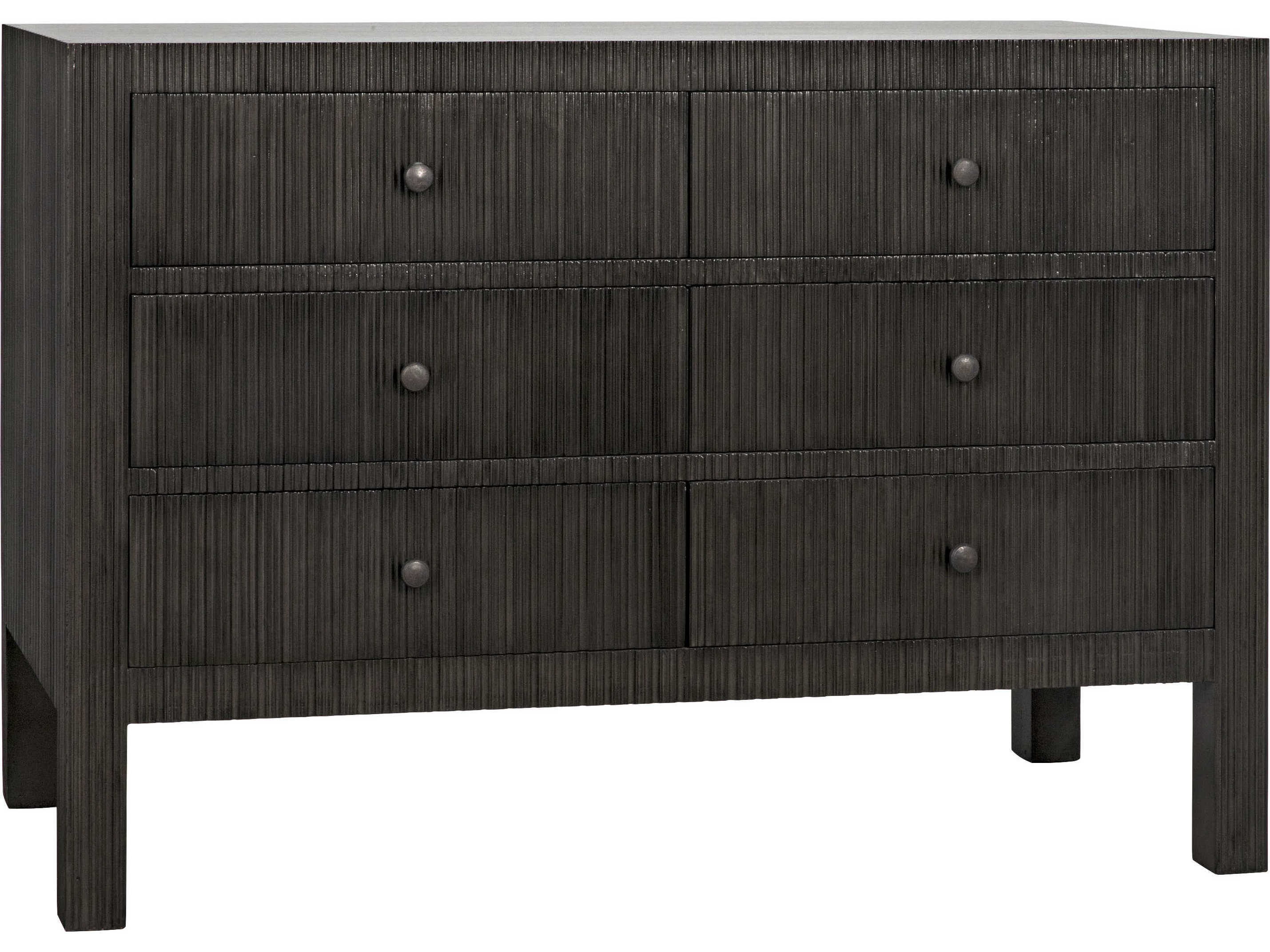 Noir Conrad 6-Drawers Black Mahogany Wood Double Dresser