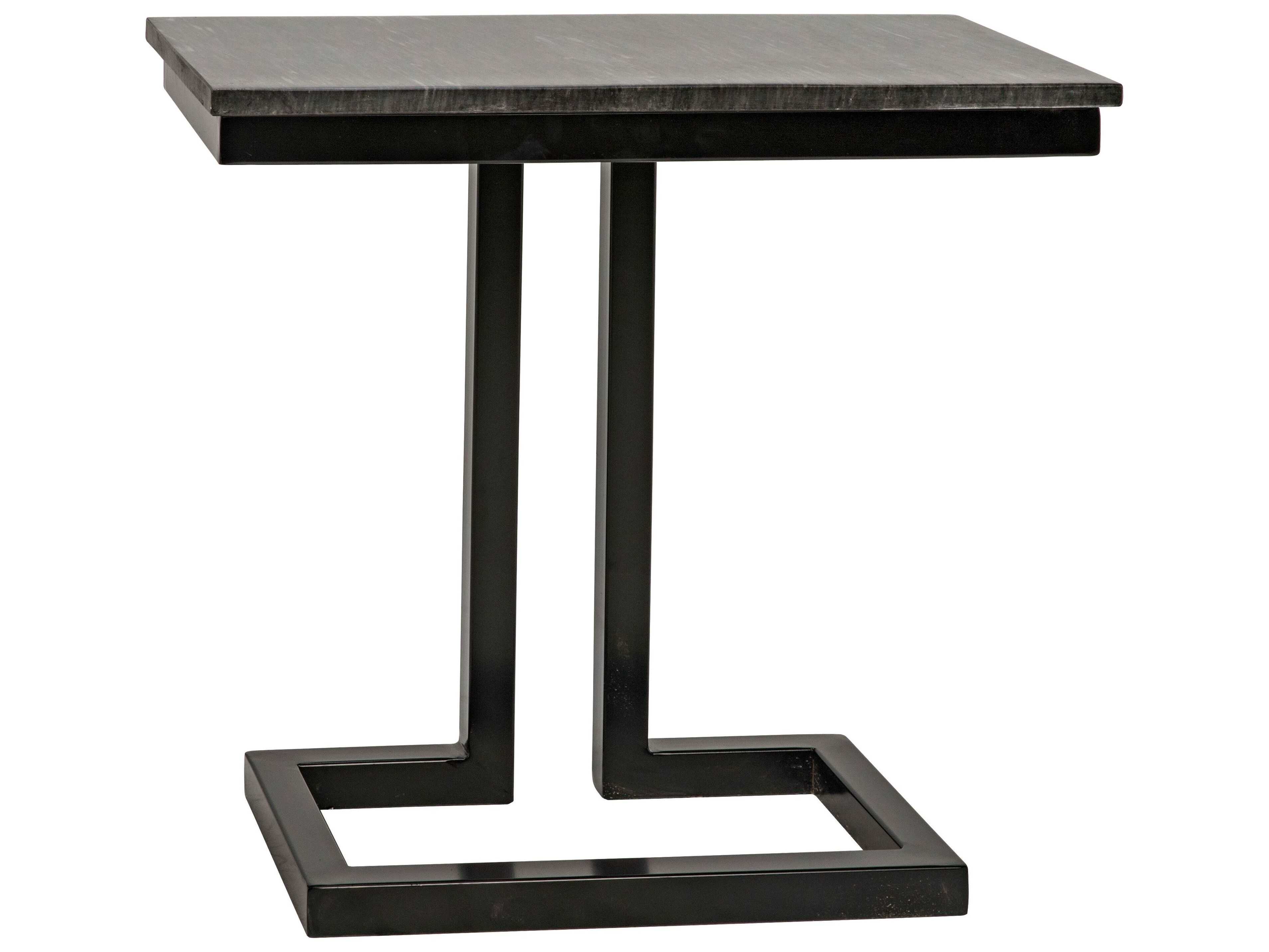 Noir Rectangular Marble Matte Black End Table