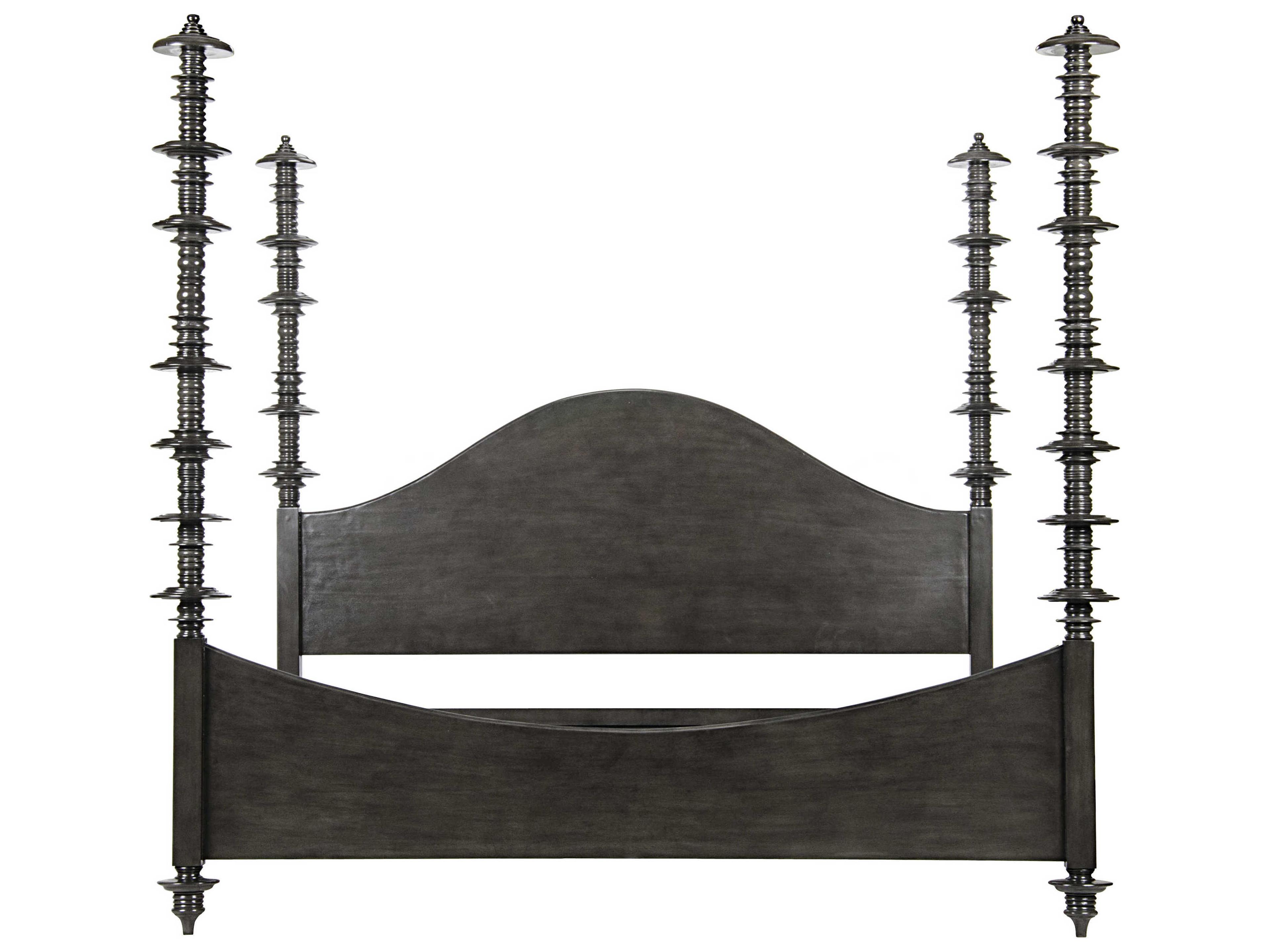 Noir Ferret Pale Brown Mahogany Wood King Poster Bed