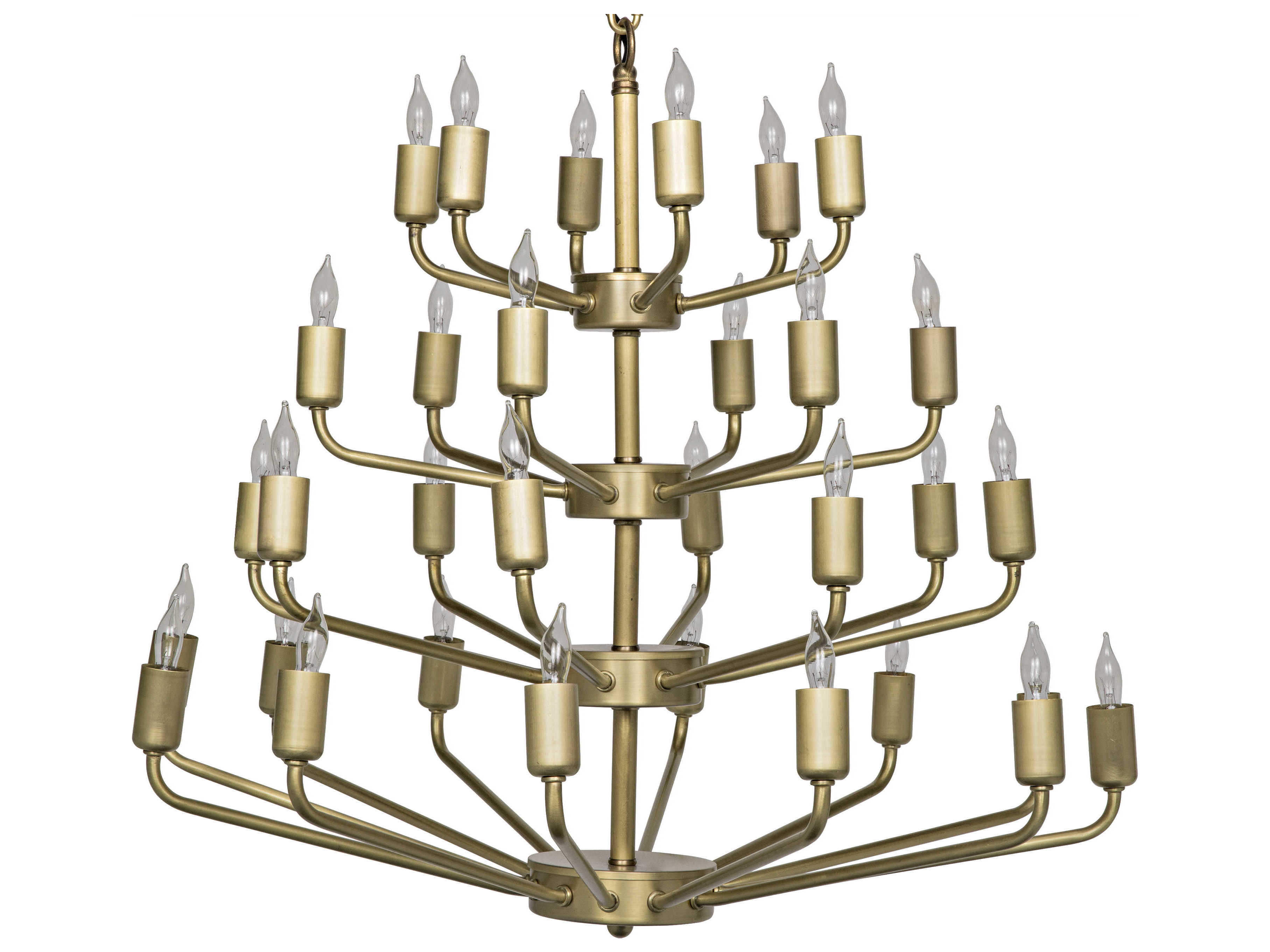 Noir Fixed Lighting 32-Light Antique Brass Tiered Chandelier