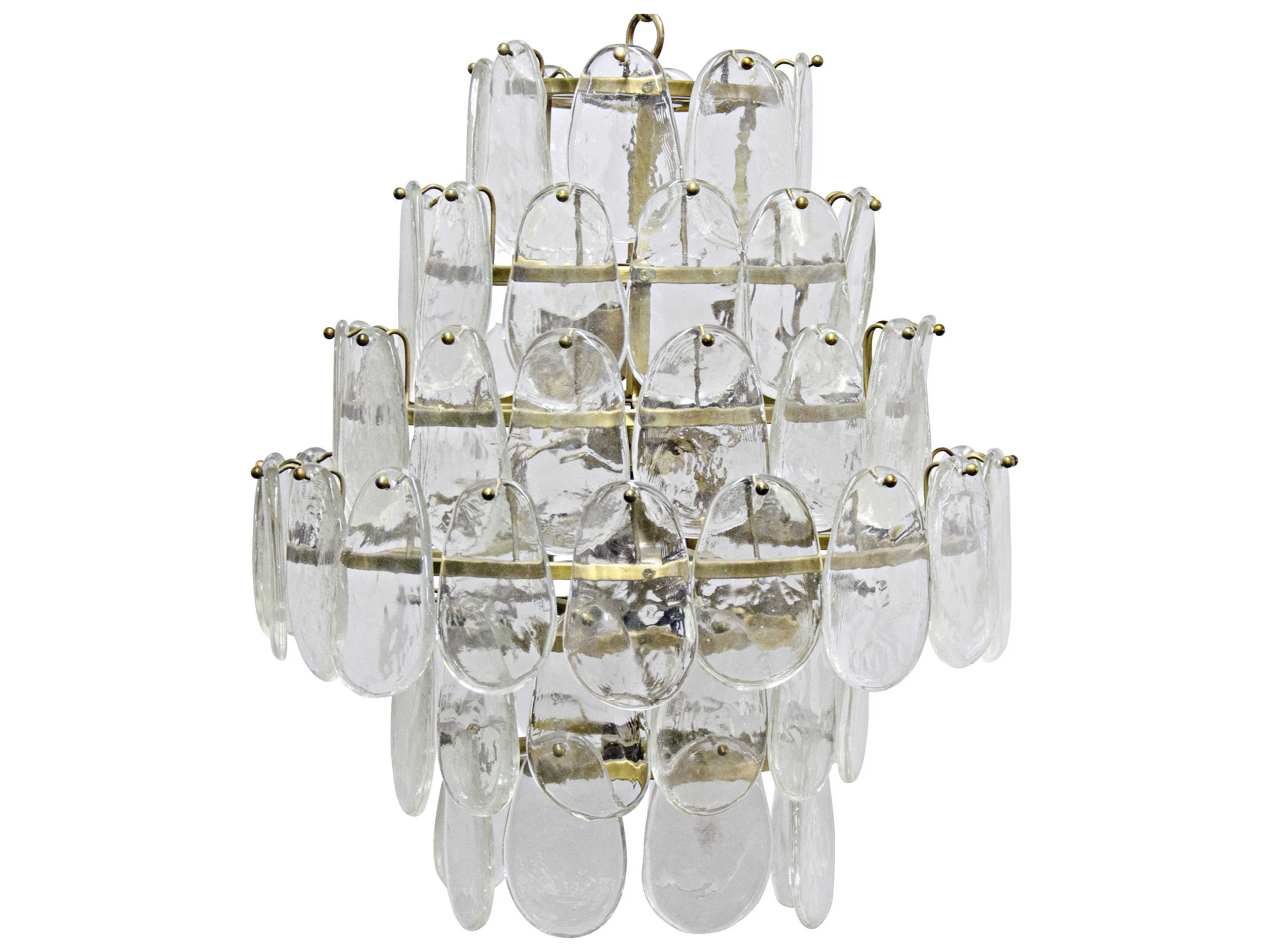 Noir Fixed Lighting 6-Light Antique Brass Glass Tiered Pendant