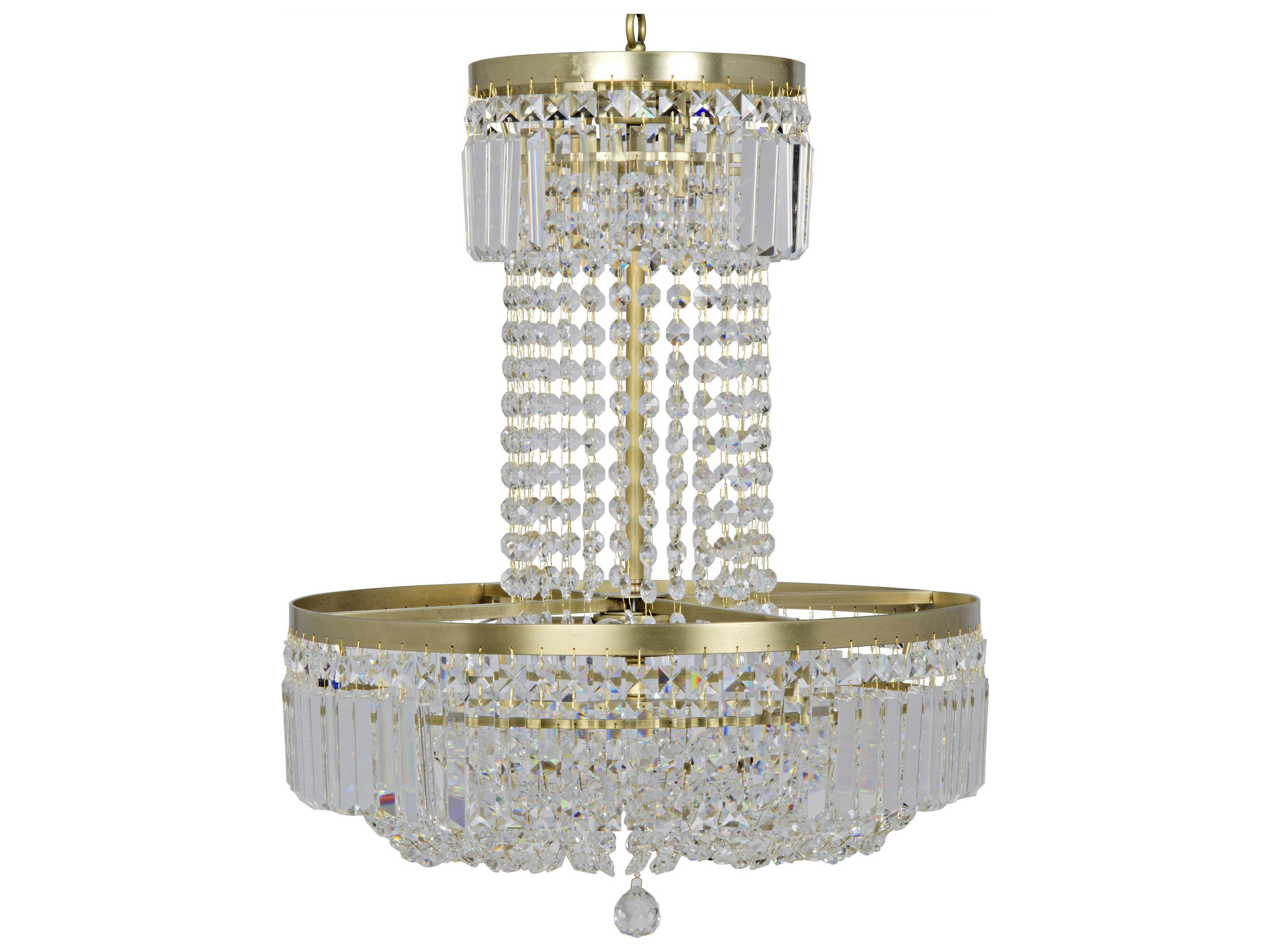 Noir Fixed Lighting 8-Light Antique Brass Crystal Glass Tiered Pendant