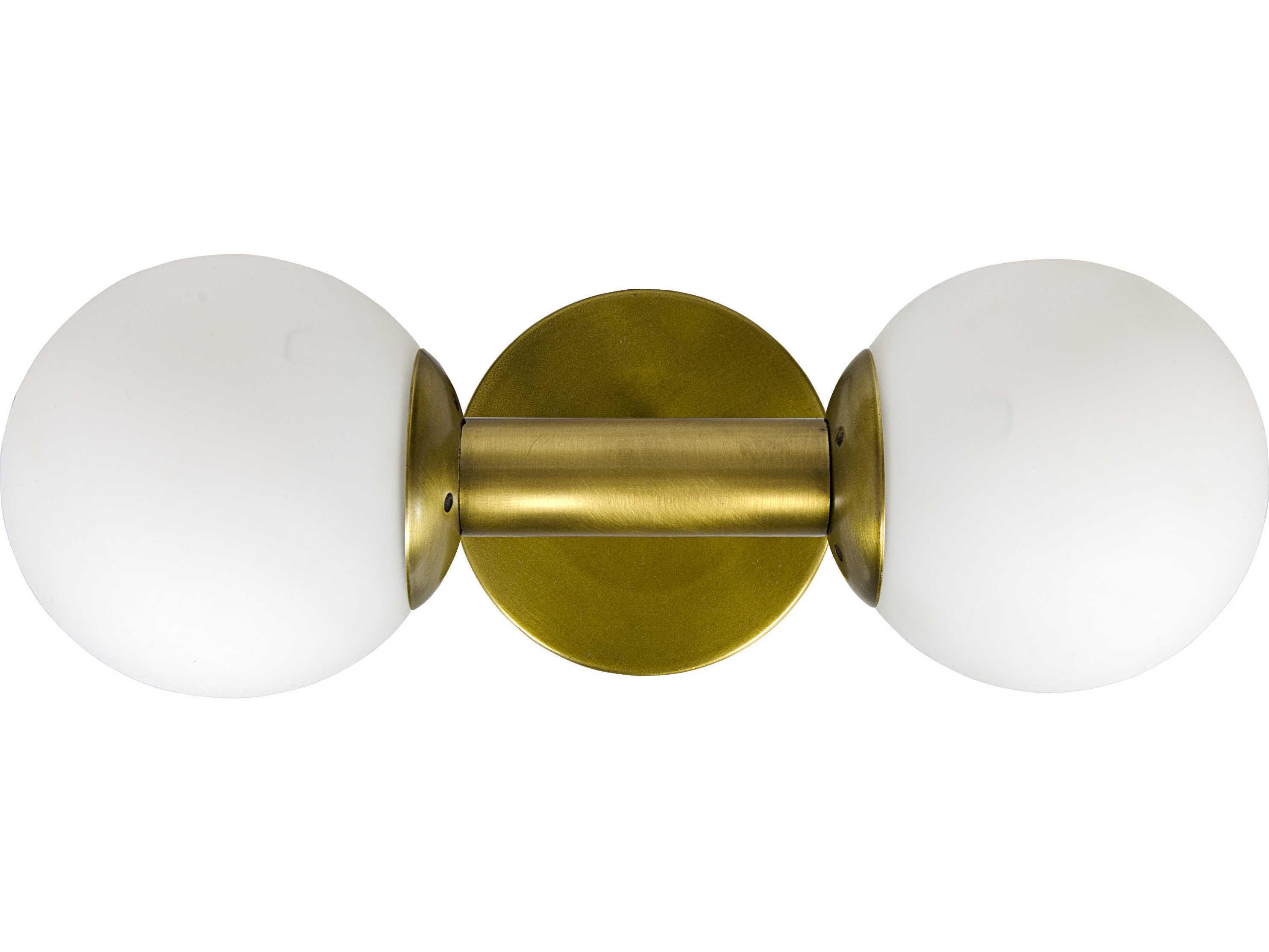 Noir Fixed Lighting 2-Light Antique Brass Glass Wall Sconce
