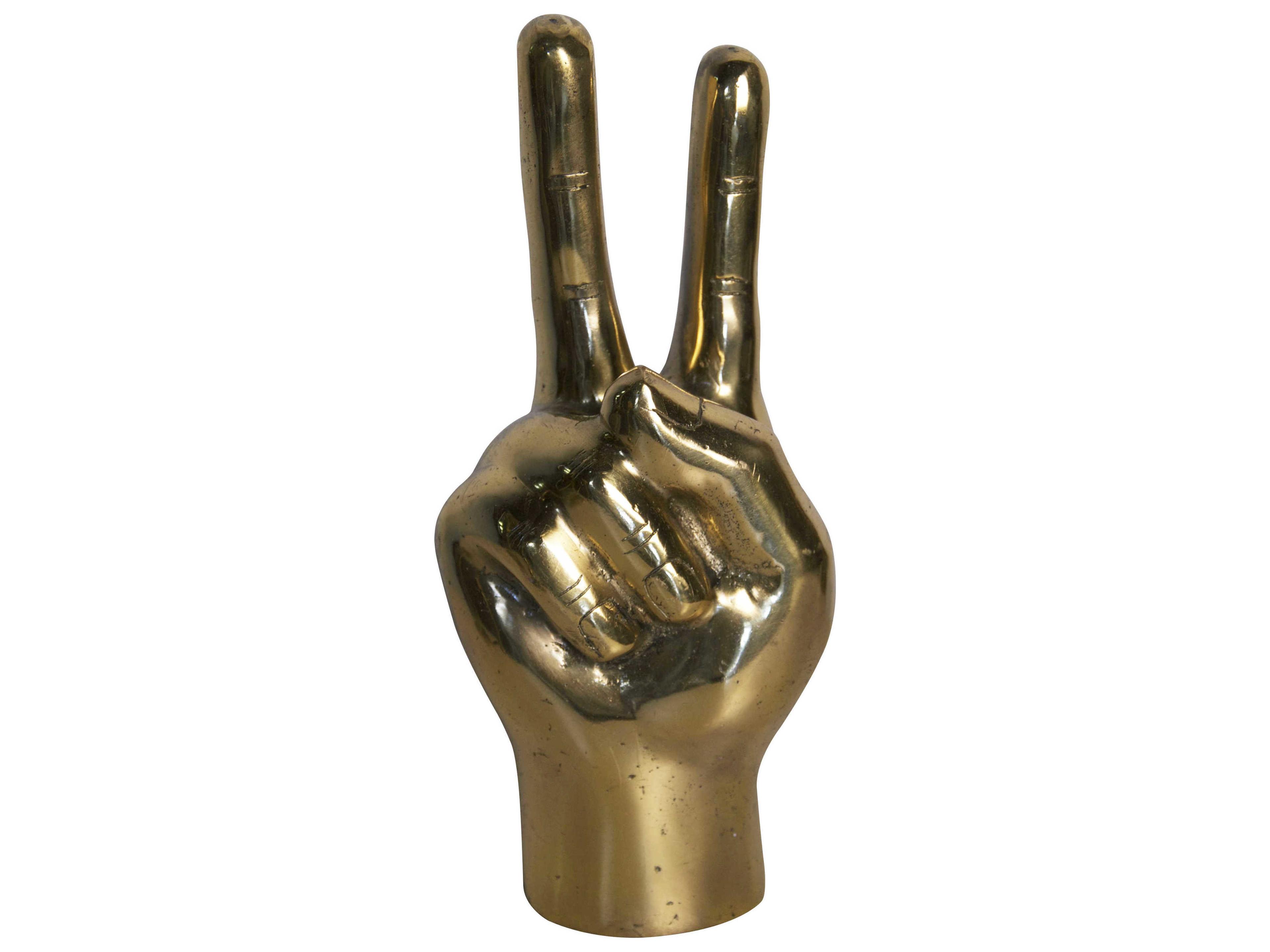 Noir Brass Peace Sign Sculpture