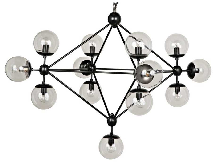 Noir 20-Light Metal And Glass Black Globe Chandelier