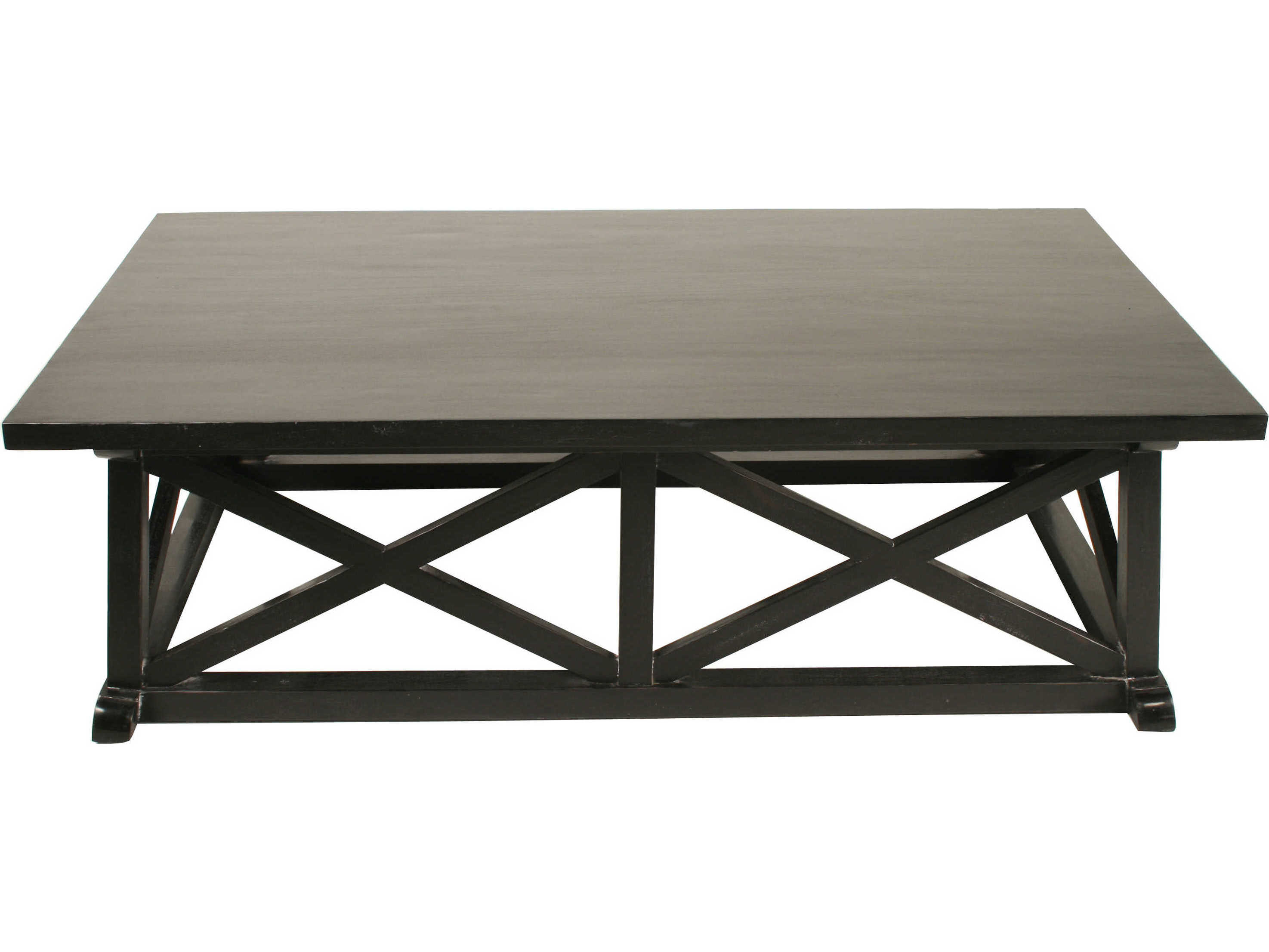 Noir Living Room Accents Rectangular Wood Hand Rubbed Black Coffee Table