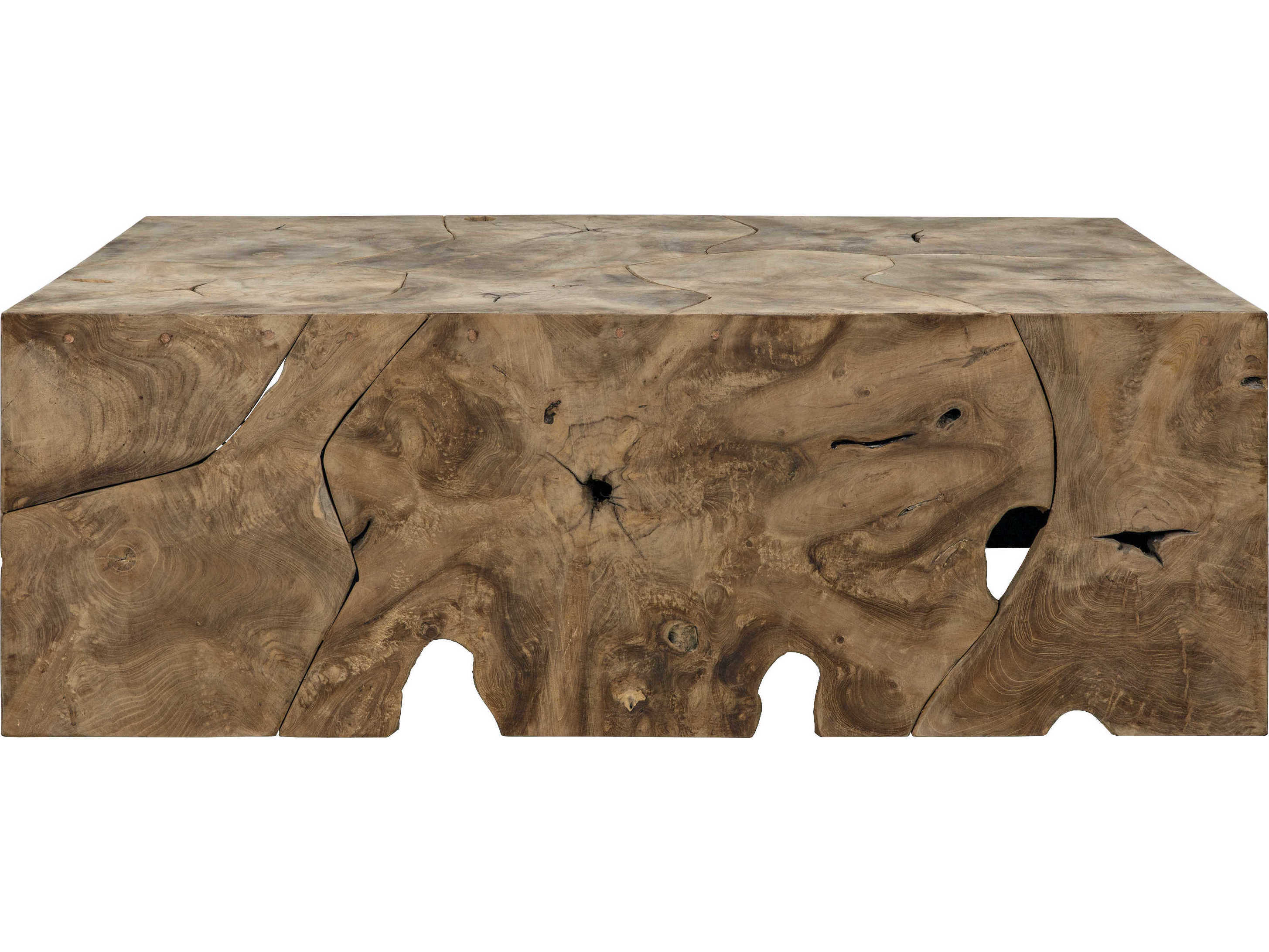 Noir Living Room Accents Rectangular Wood Teak Coffee Table