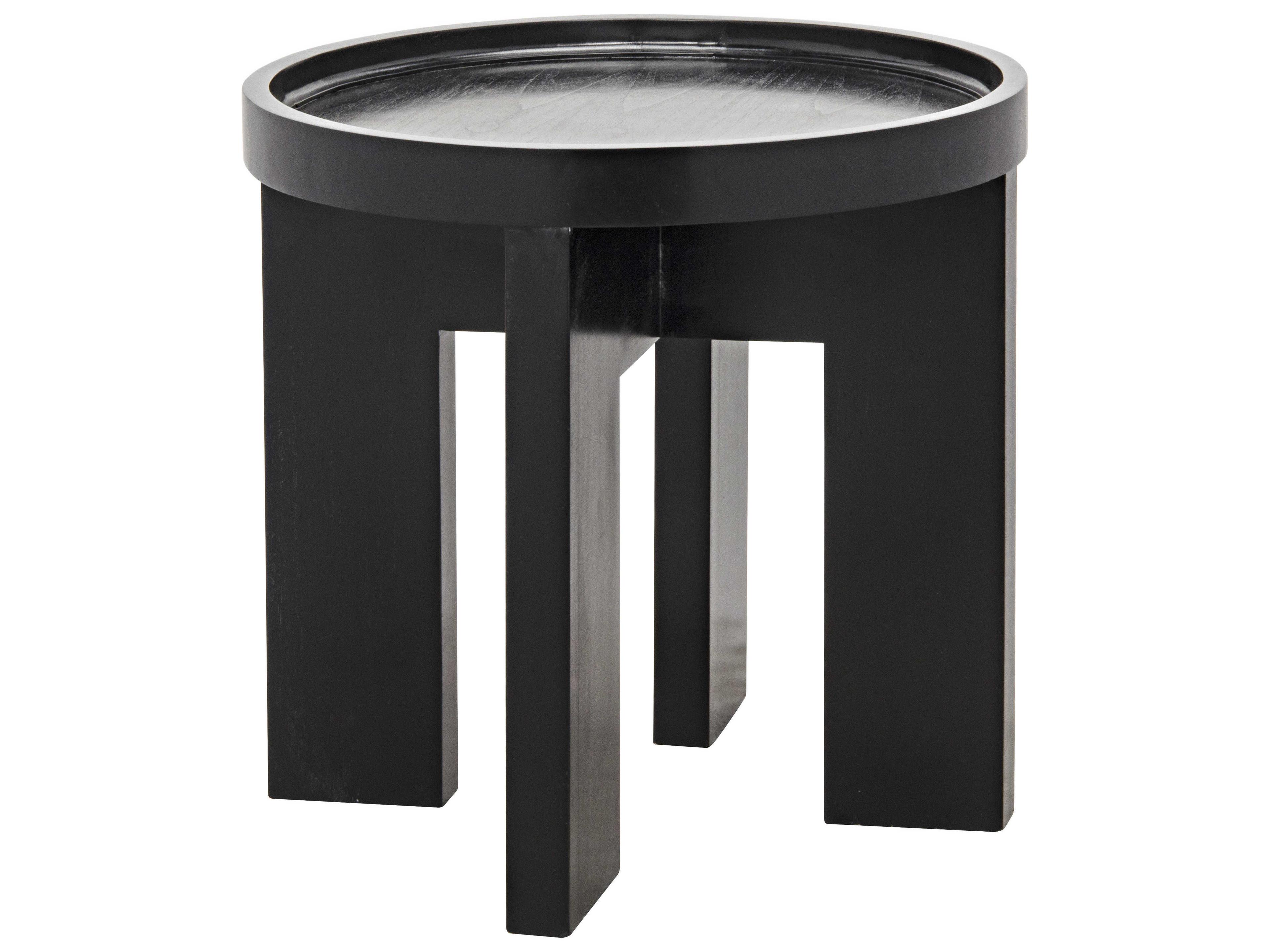Noir Living Room Accents Round Wood Hand Rubbed Black End Table