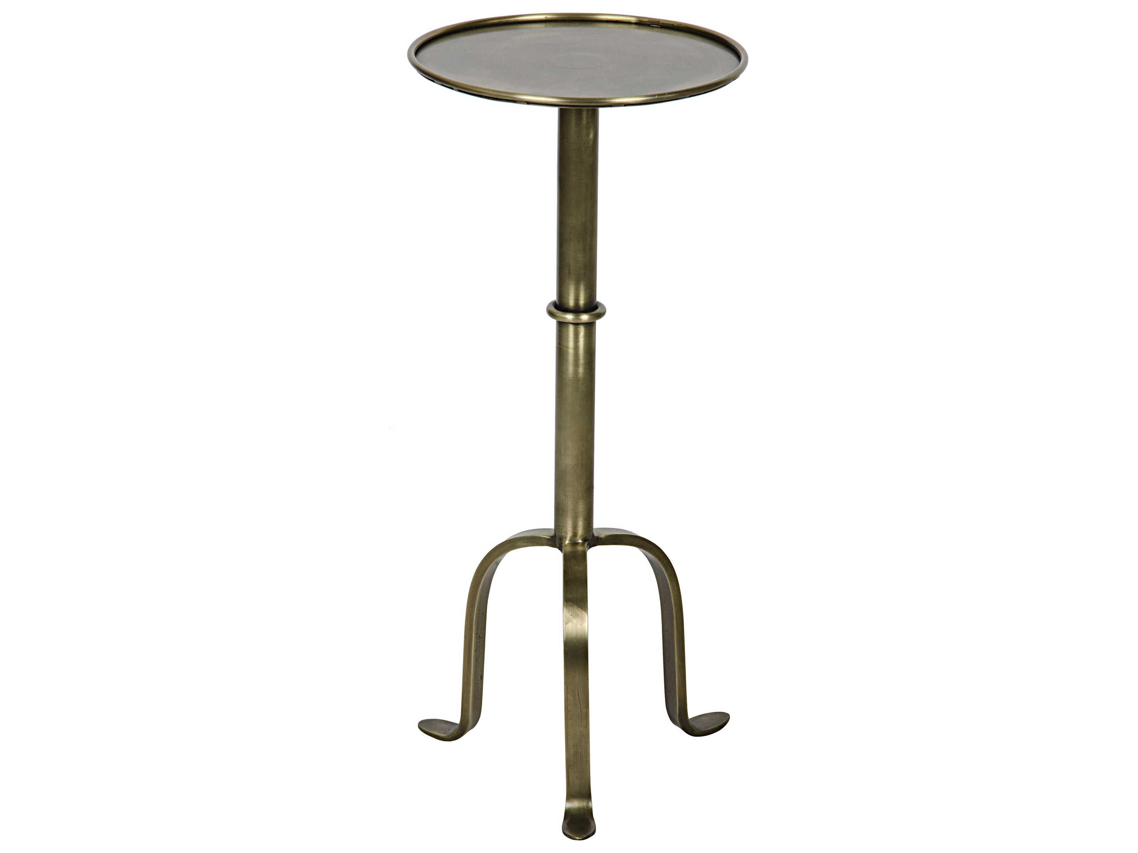 Noir Living Room Accents Round Metal Antique Brass End Table