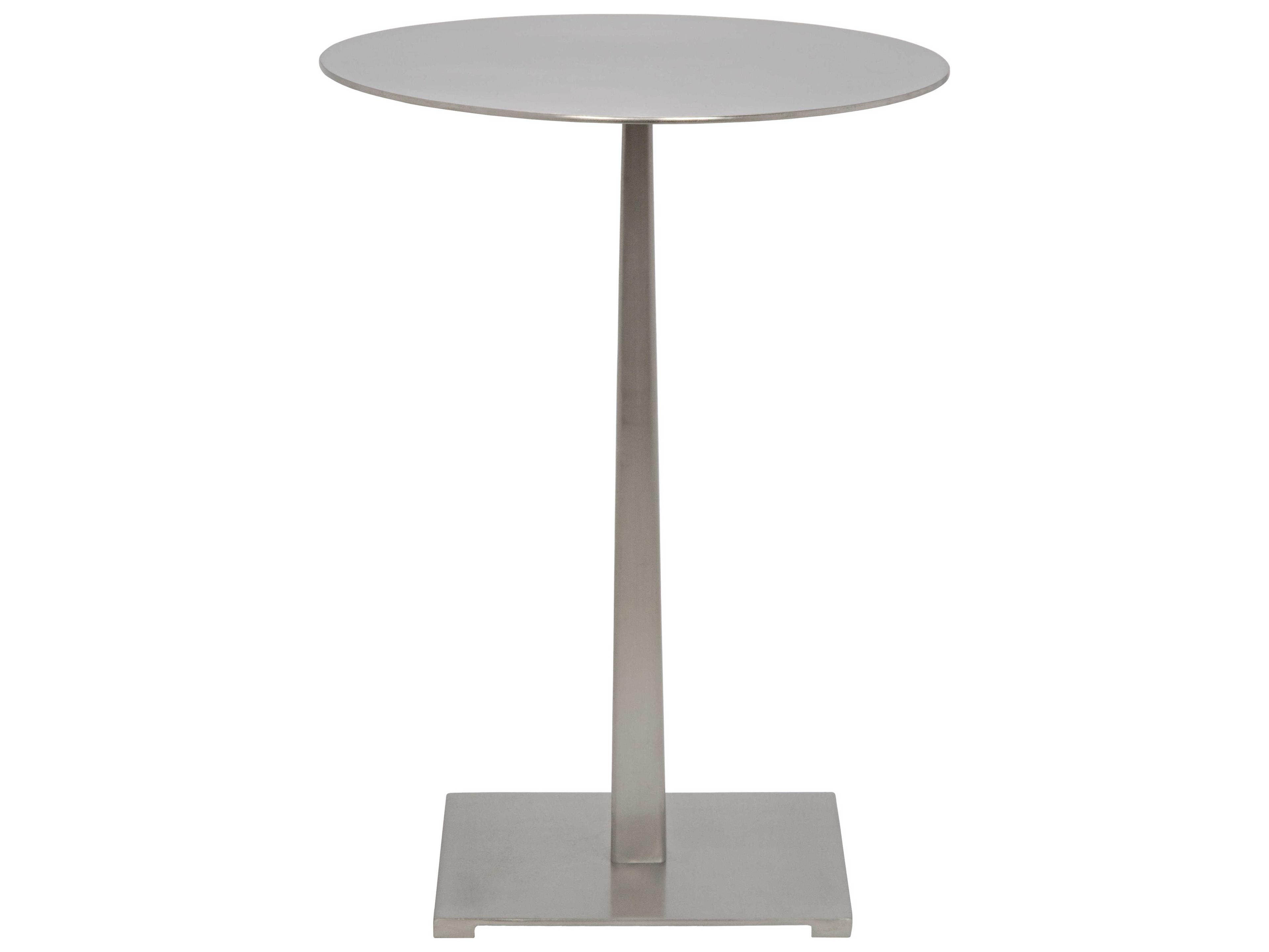 Noir Living Room Accents Round Metal Antique Silver End Table