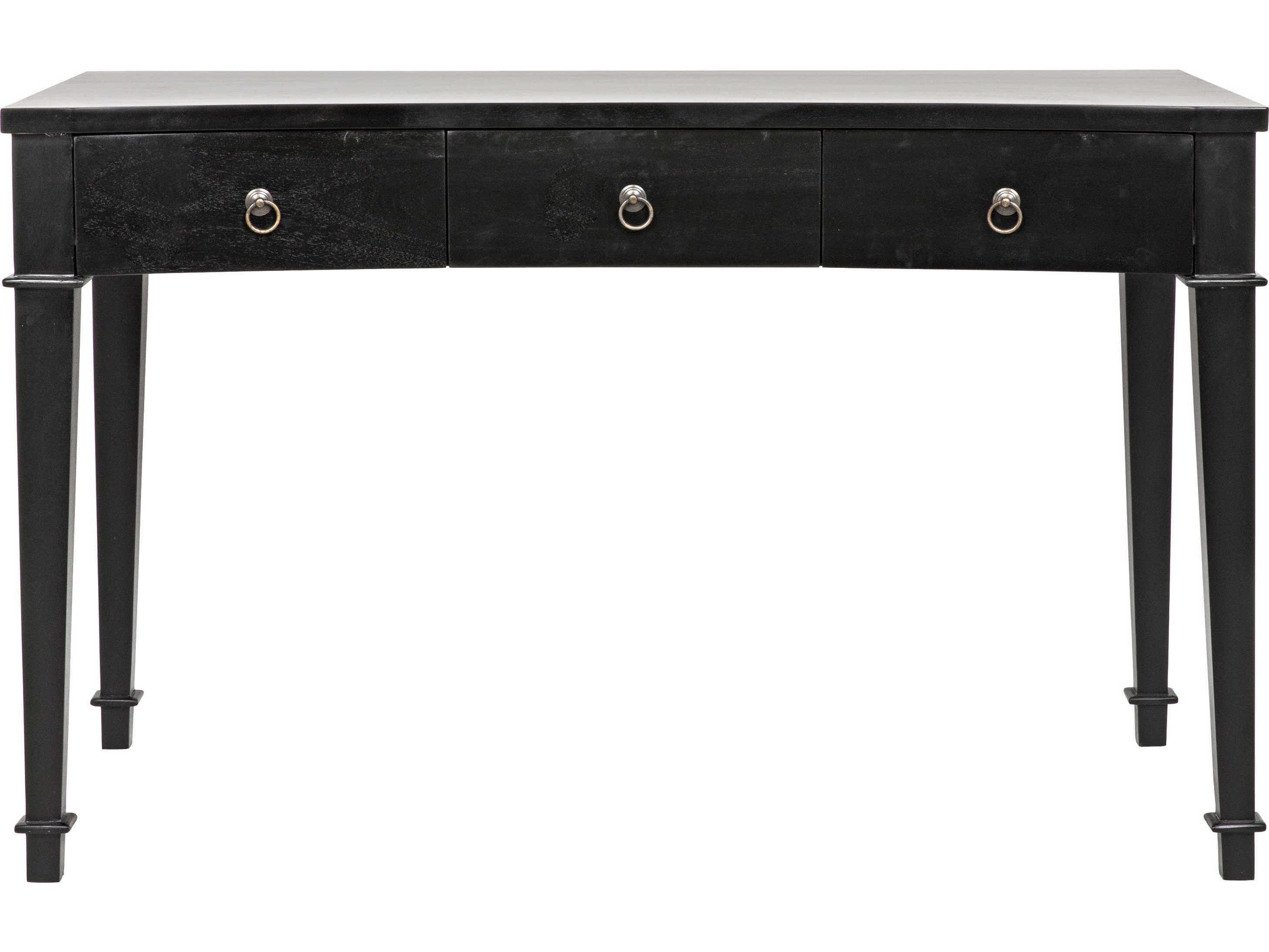 Noir Office Essentials Hand Rubbed Black Mahogany Wood Secretary Desk