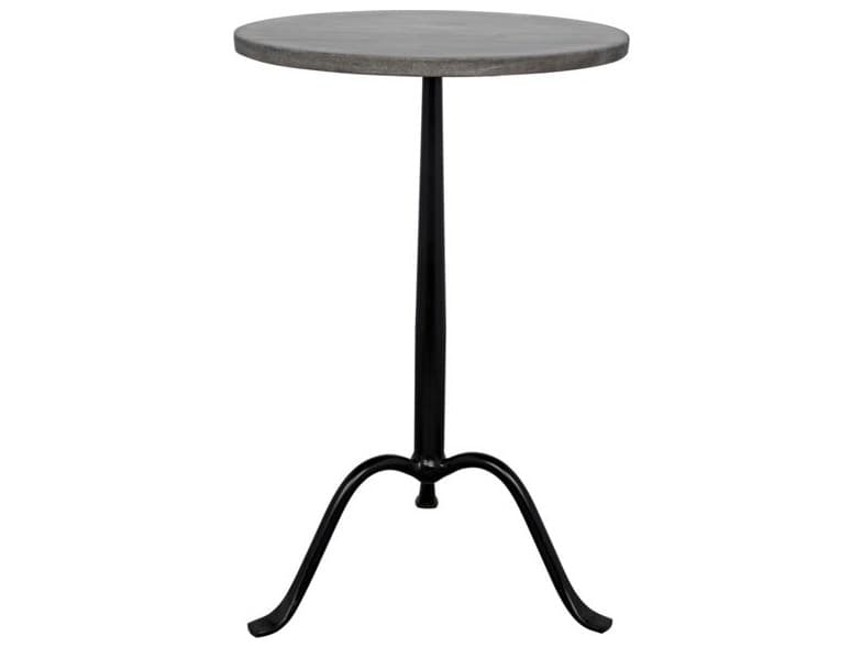 Noir Round Marble Matte Black End Table