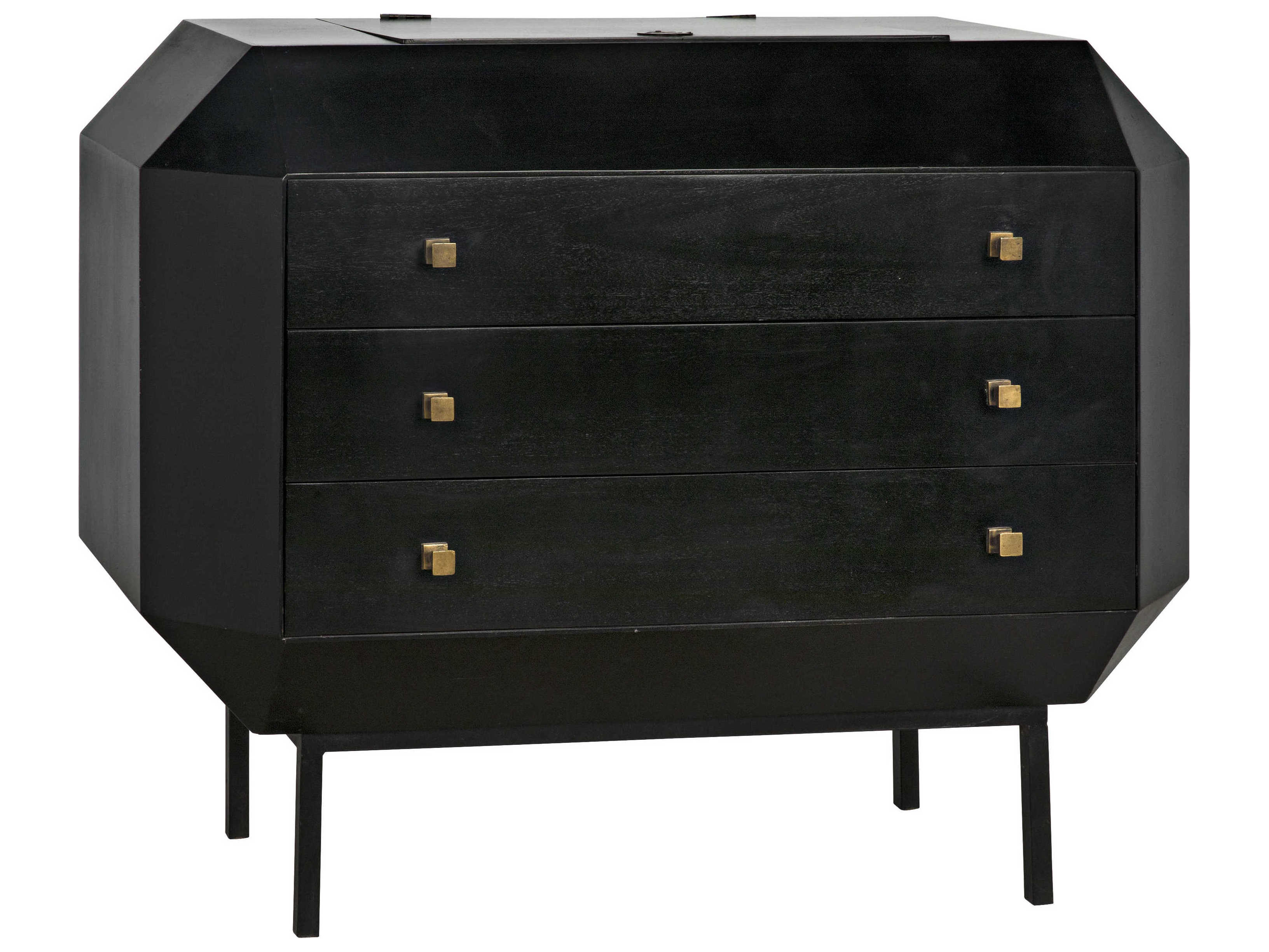 Noir Rhiana 3-Drawers Mahogany Wood Dresser