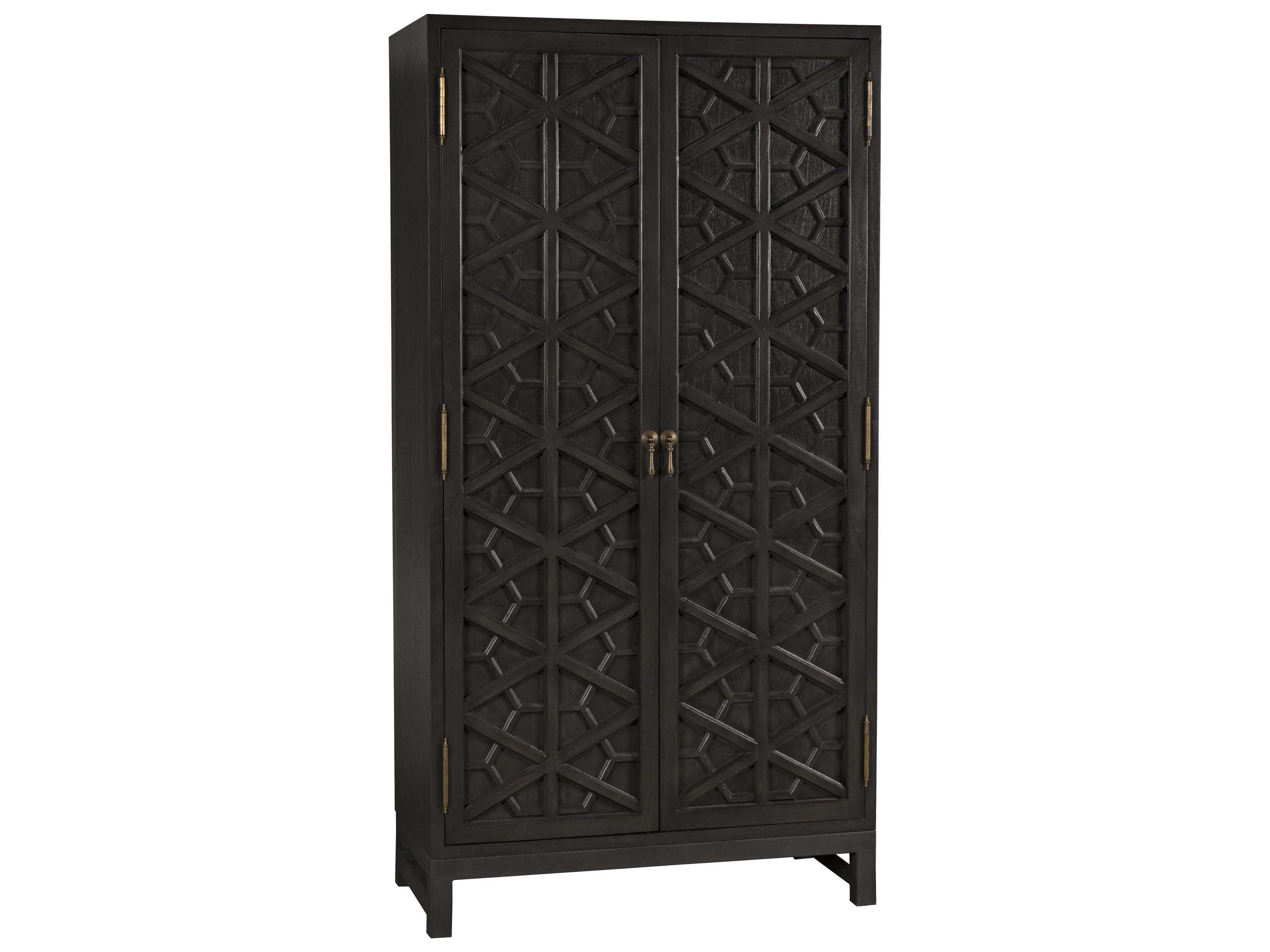 Noir Pale Black Mahogany Wood Wardrobe Armoire